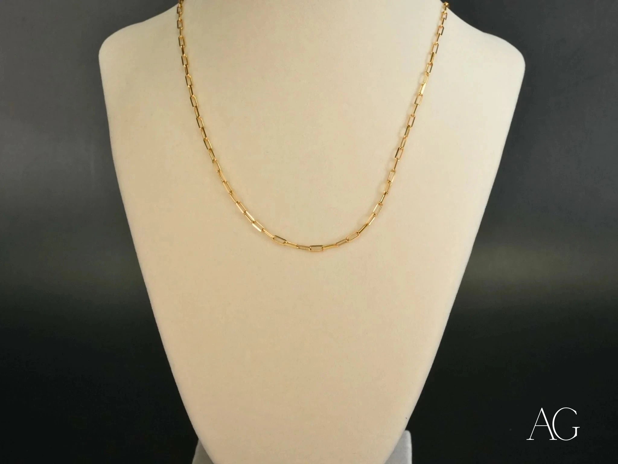 18K Yellow Gold Paperclip Link Chain Necklace for Women - Elegant & Durable Jewelry for Everyday Wear, Parties & Gifting