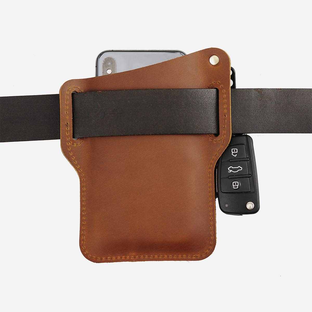 Premium Leather Phone Holster Case with Key Holder & Waist Belt Loop - Durable EDC Protection Sheath for iPhone/Samsung - Perfect for Outdoor Activities, Work & Travel Accessories