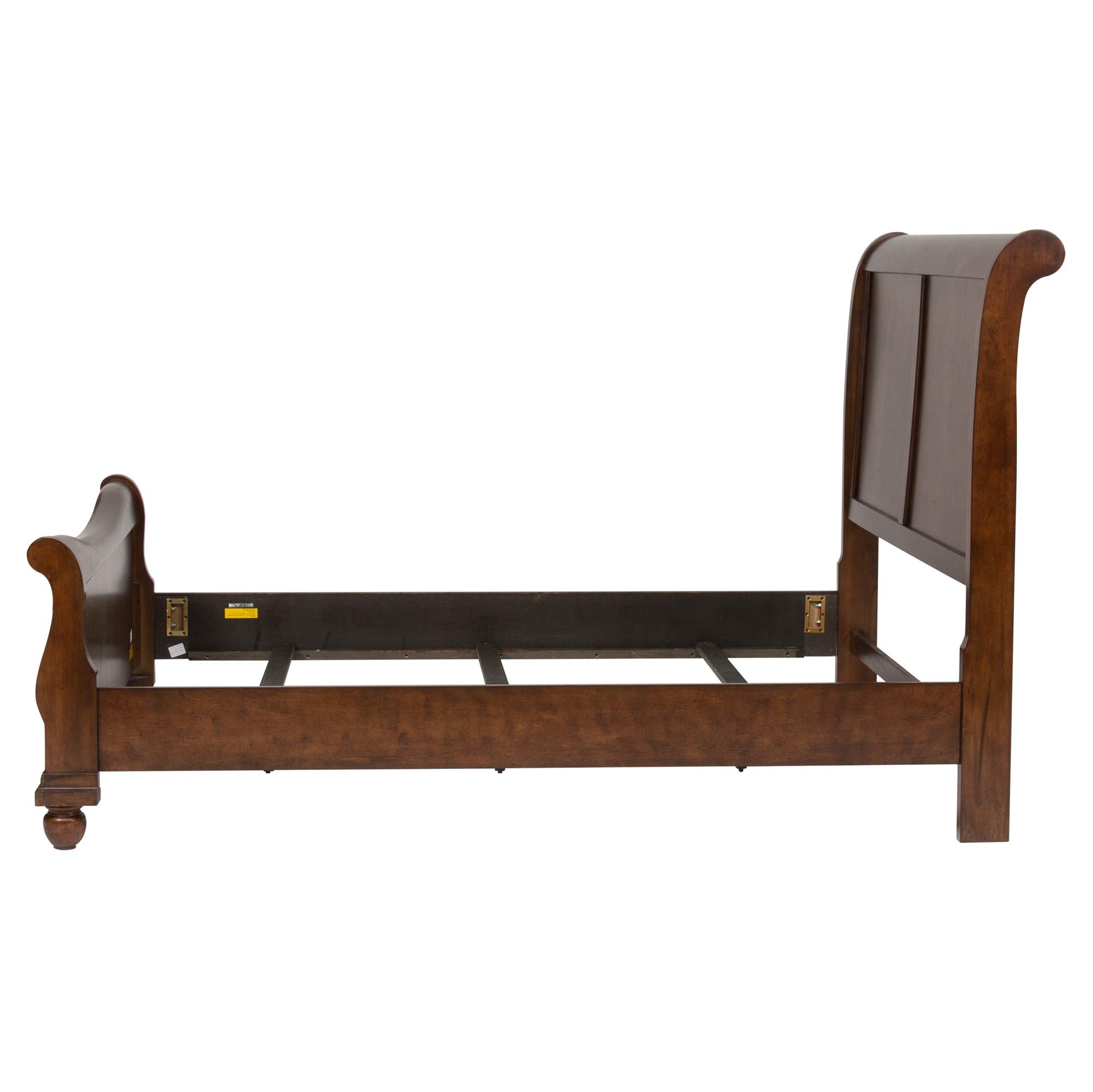 Liberty Furniture Industries Rustic Traditions Queen Sleigh Bed in Cherry Finish - Perfect for Farmhouse & Traditional Bedroom Decor