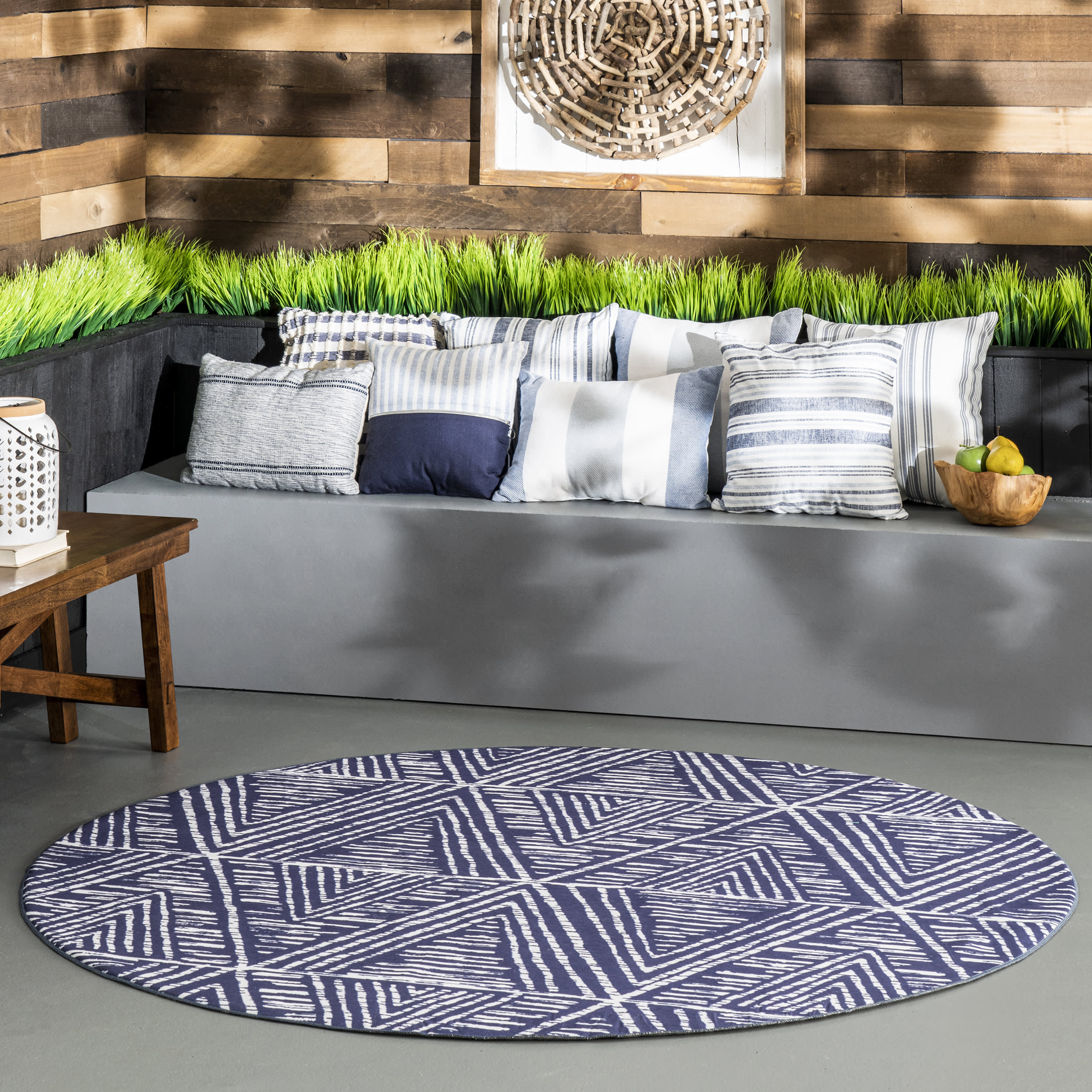 Suzy Trellis Washable Indoor/Outdoor Rug - Blue | Non-Slip, Durable & Easy to Clean | Perfect for Living Room, Patio & Entryway Decor