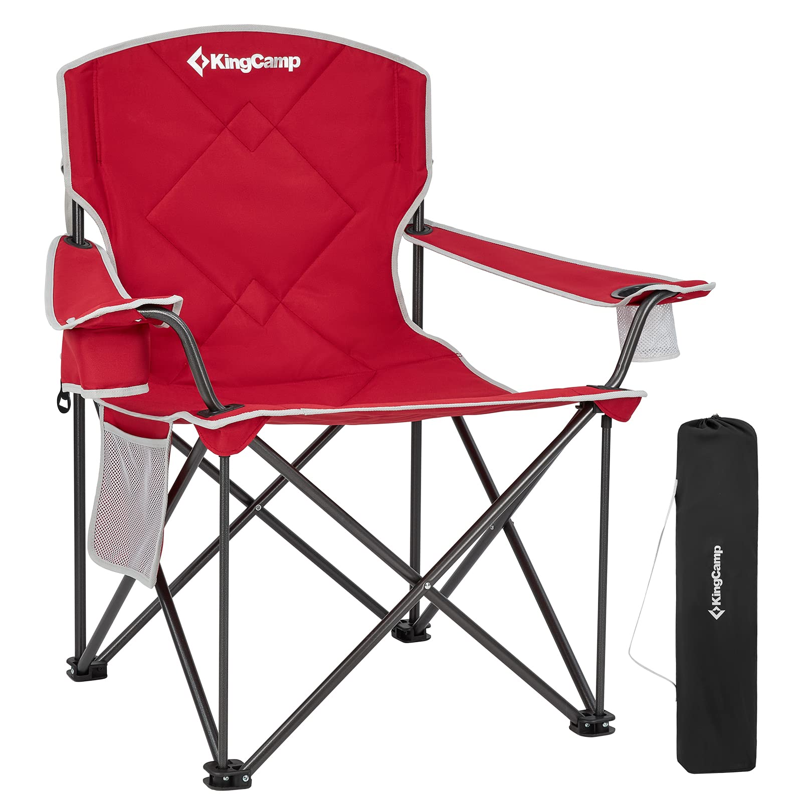 KingCamp Oversized Camping Chair - Heavy Duty Folding Chair for Adults, Extra Large Portable Padded Outdoor Chair XL Supports 330lbs - Perfect for Fishing, Sports, Picnics, Beach, Backyard, and Camping Trips