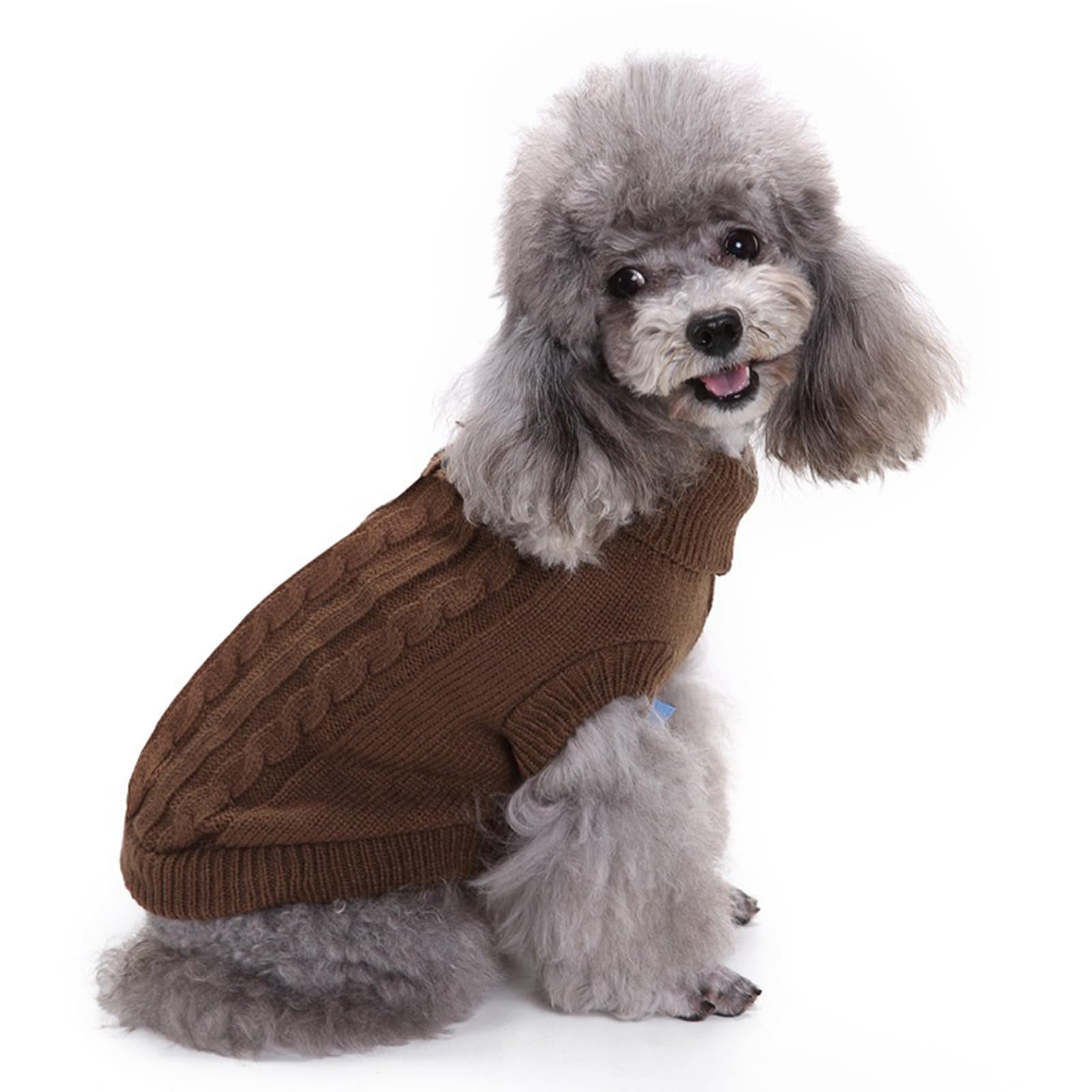 CHBORCHICEN Knitted Pet Sweater - Warm Winter Dog & Cat Clothes for Small Pets (Brown) - Cozy Indoor & Outdoor Wear