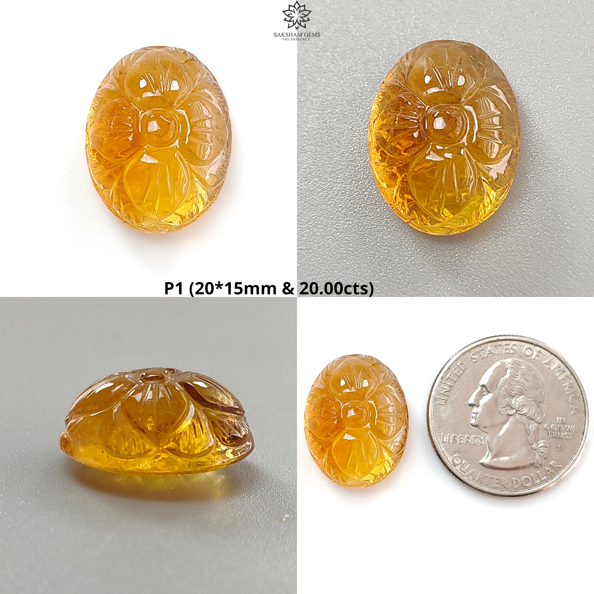 Natural Untreated Citrine & Amethyst Quartz Gemstone Carving - Hand Carved Oval Cushion Shape for Jewelry Making, Healing Crystals, Meditation & Spiritual Gifts (1pc)