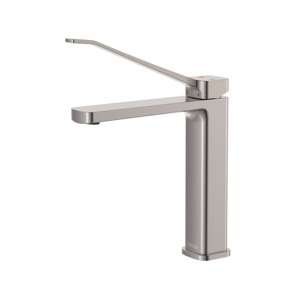 Fienza 233110DBN Tono Care Medium Basin Faucet - Brushed Nickel Finish, Single Handle Bathroom Sink Mixer for Modern Vanity & Powder Room Installation