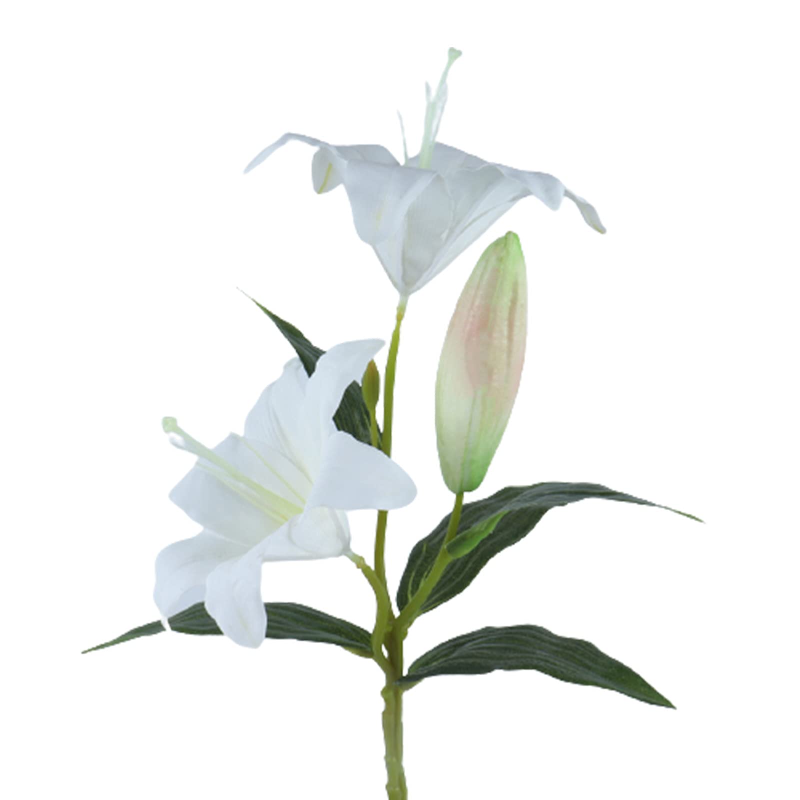 Premium Artificial Lilies - 3 Heads Handmade PVC Fake Flowers for Home Decor, Valentine's Day & Christmas (White) | Durable Anti-Drop Design for Bedroom, Wedding & Party Decorations