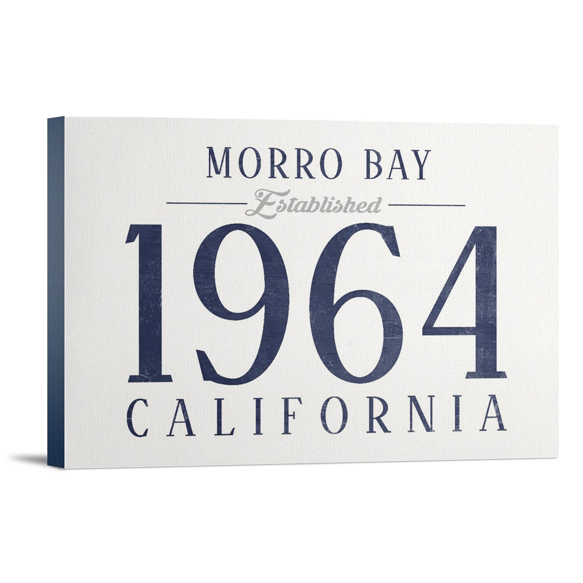 Morro Bay California Established Date Blue - 16x24 Wrapped Canvas Wall Art for Living Room, Bedroom & Office Decor