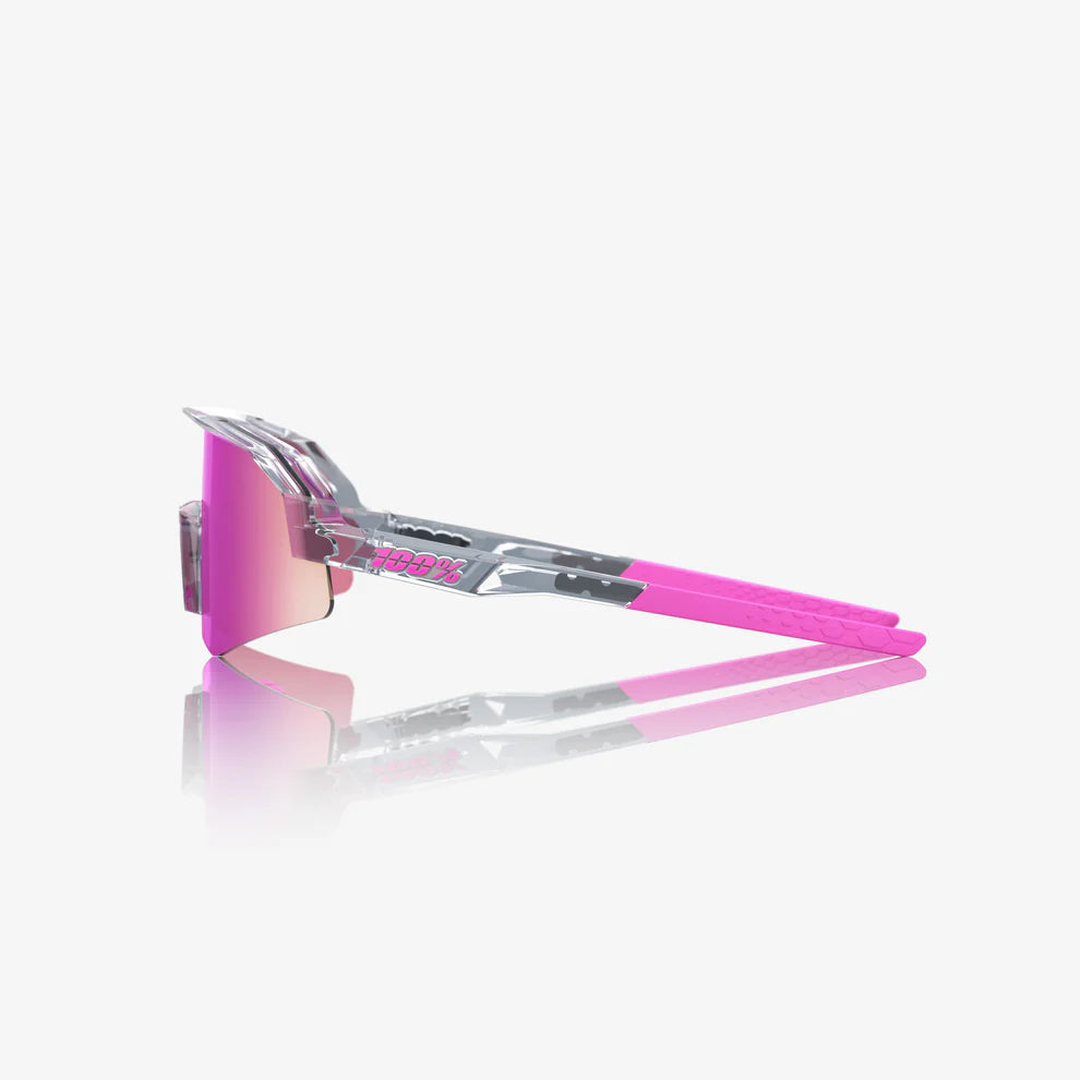 SLENDALE Youth 100% UV Protection Sunglasses - Polished Translucent Grey Frame with Purple Multilayer Mirror Lens for Outdoor Sports & Beach Activities