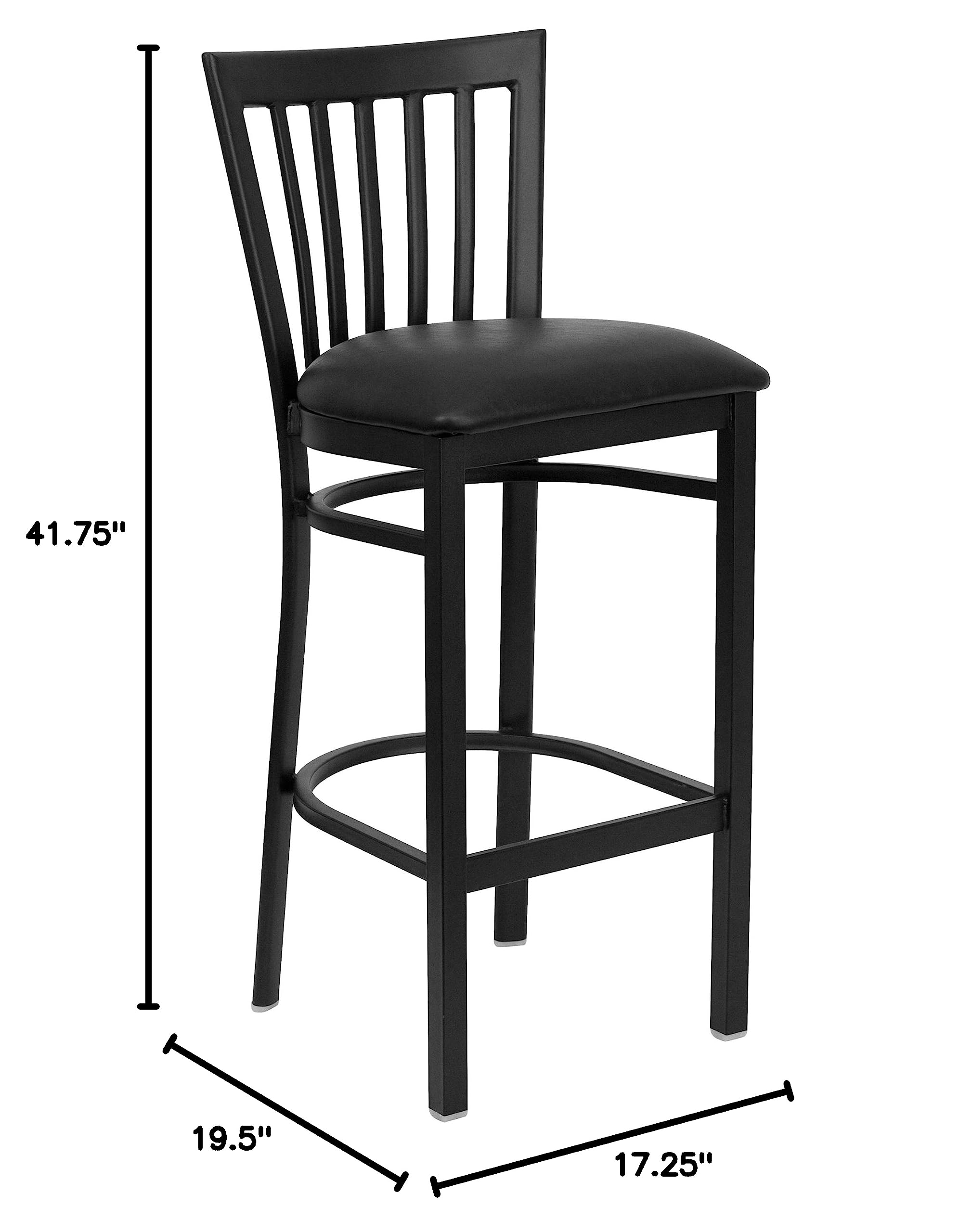 Flash Furniture HERCULES Series Black Metal Bar Stool with Mahogany Wood Seat - Heavy Duty School & Restaurant Stool for Kitchen Counter, Bar, Diner, and Commercial Use