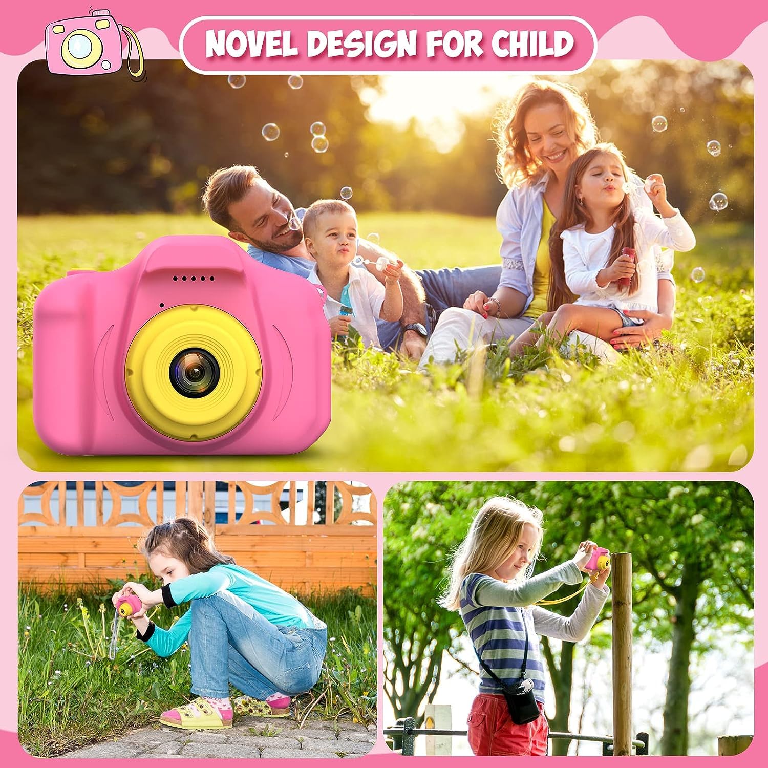 Kids Digital Camera - HD Video Camera for Girls Ages 3-9 | 32GB Memory | Perfect Christmas & Birthday Gift for Toddlers 3-8 Years Old | Portable Toy for Travel, Outdoor Play & Creative Learning