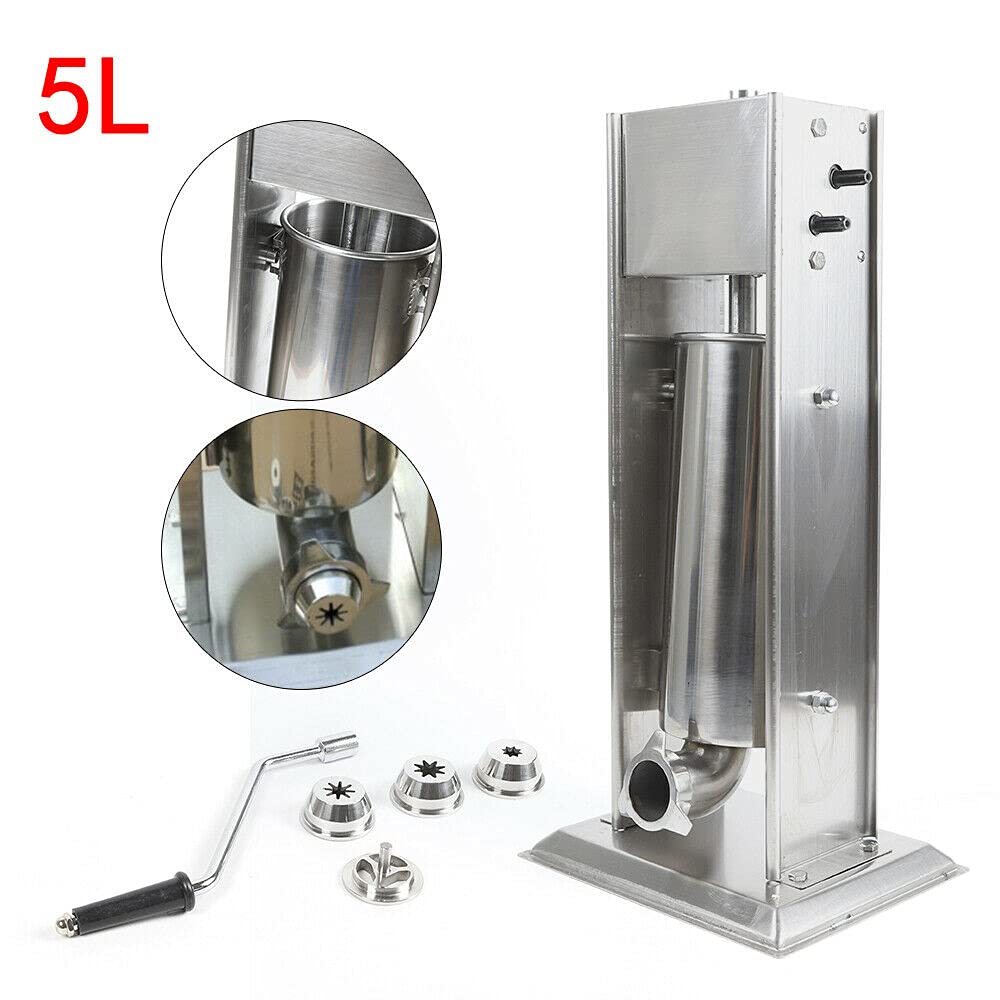 Commercial Churros Maker Machine 5L - Stainless Steel Spanish Churros Maker with 4 Nozzles - Heavy Duty Manual Donut Maker for Home, Restaurants & Bakeries - Perfect for Making Authentic Spanish Churros, Donuts and Fried Pastries