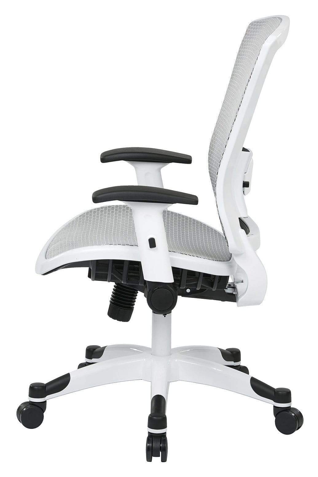 Space Seating® White Frame Mesh Office Chair with Flip-Up Arms - Ergonomic Adjustable Computer Desk Chair for Home & Office Workspaces [317W W11C1F2W] - Perfect for Long Hours of Work, Gaming, or Studying