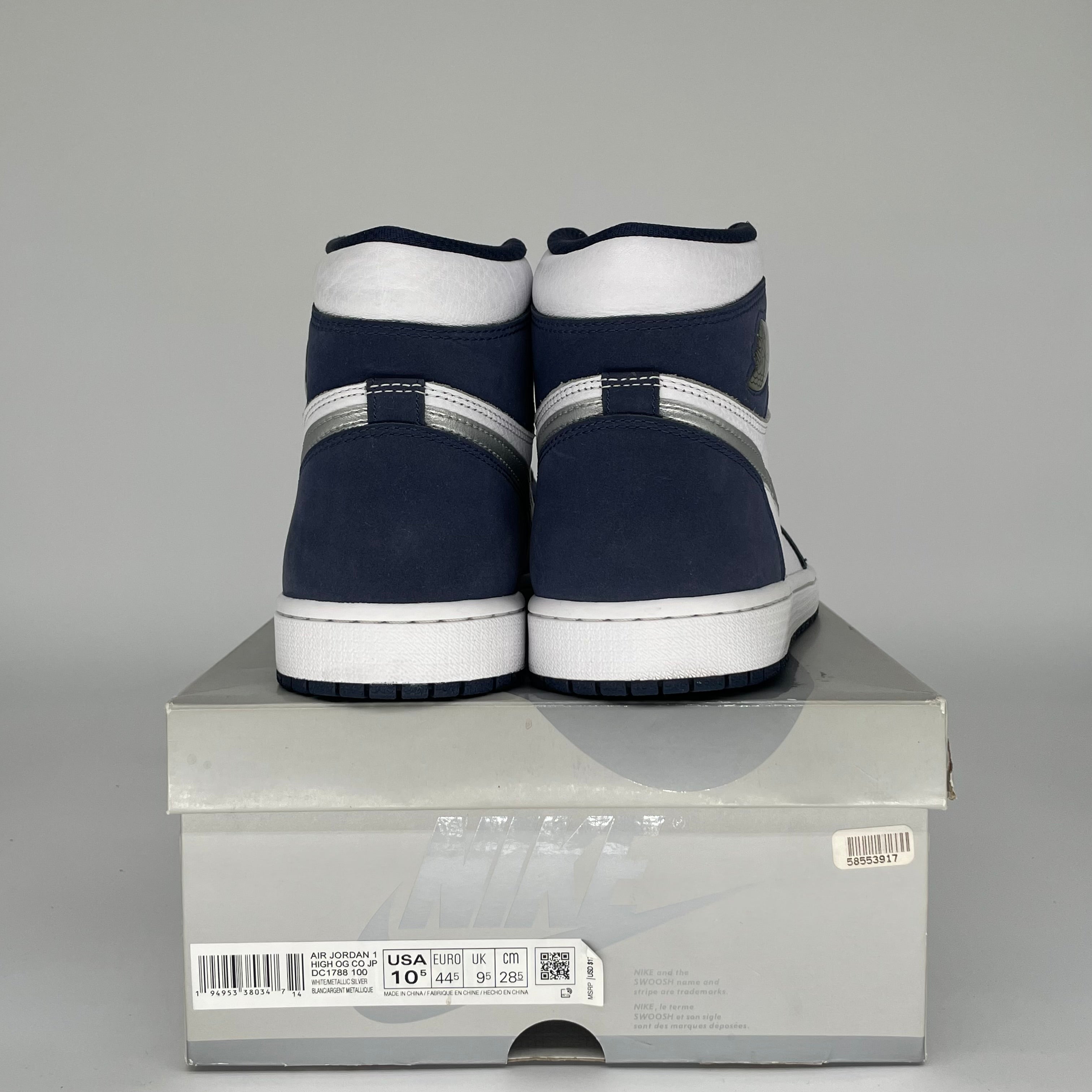 Original Air Jordan 1 CO Japan Midnight Navy Men's Sneakers Size 10.5 (DC1788-100) - Retro Basketball Shoes for Streetwear & Casual Outfits
