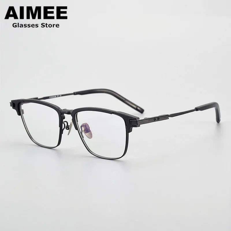 Aimee Unisex Full Rim Square Titanium Acetate Eyeglasses 94202 - Lightweight & Durable Frame for Men & Women - Perfect for Reading, Working & Daily Wear