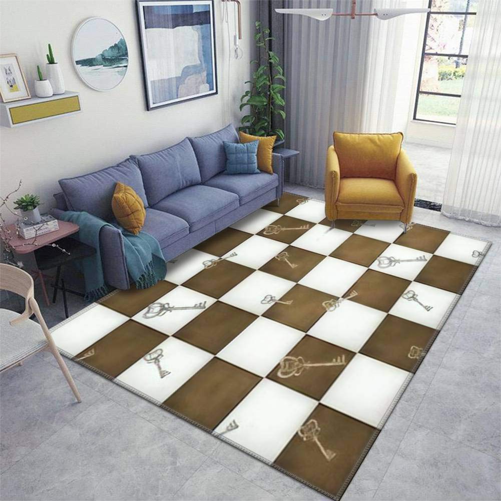 Alice in Wonderland Chess Board Design Non-Slip Area Rug - Soft Indoor/Outdoor Floor Mat for Living Room, Nursery, Yoga & Home Decor | Perfect for Kids Room, Door Mat, Runner Carpet