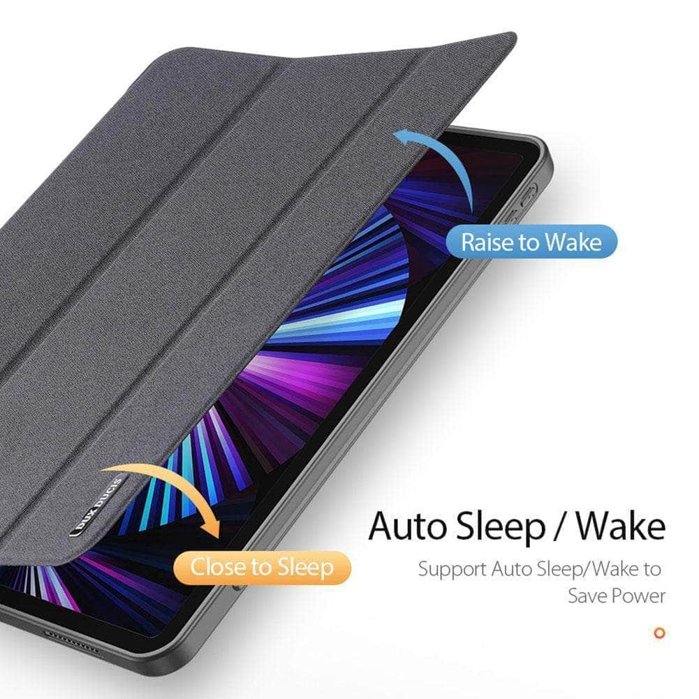 Premium Genuine Leather iPad Pro 12.9 Case (2021 Model) - Smart Auto Sleep/Wake Trifold Stand Cover - Perfect for Work, Travel & Home Office Use