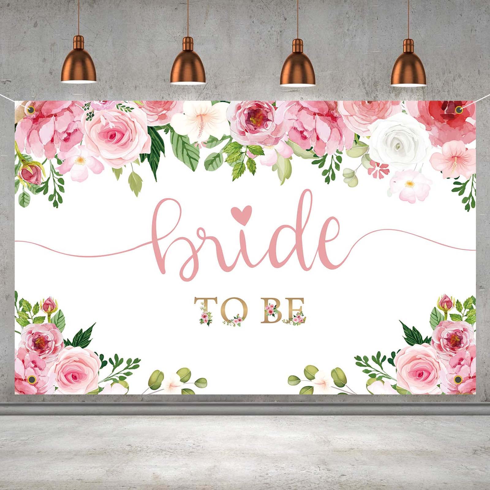 Floral Wedding Banner Backdrop - 6x4ft Pink Bridal Shower Decor for Engagement, Bachelorette Party & Wedding Reception - Perfect for Photo Booth, Dessert Table & Venue Decoration
