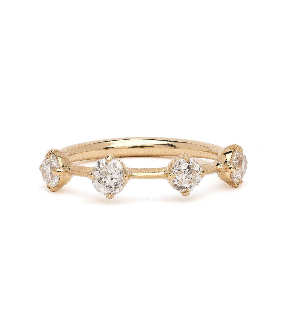 Billie 4 Diamond Unique Wedding Band for Women - Elegant 14K Gold/Platinum Engagement Ring, Perfect for Brides, Anniversaries & Special Occasions