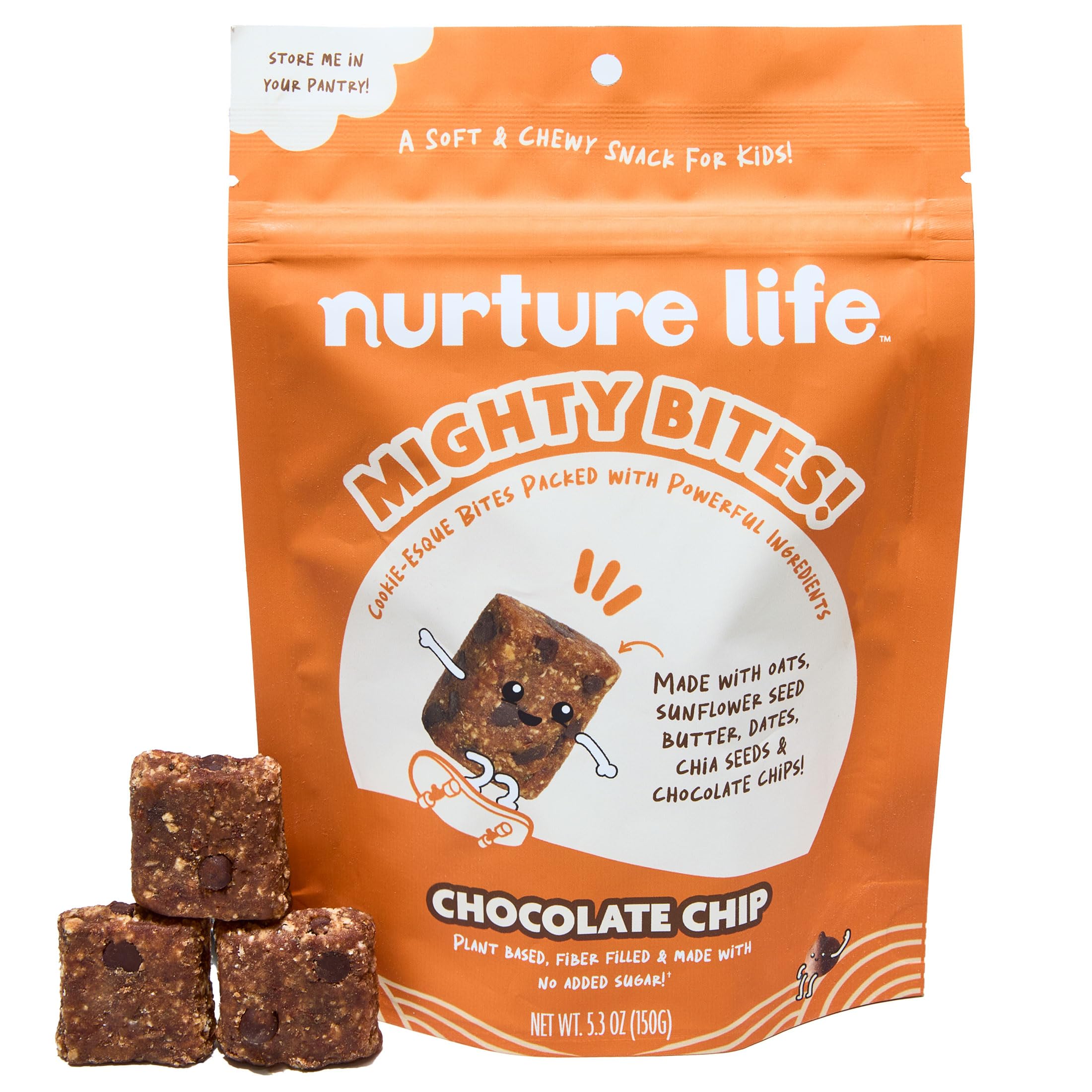 Organic Chocolate Chip Oatmeal Bites for Kids & Toddlers – High Protein, High Fiber, Low Sugar Healthy Snacks | Plant-Based Mighty Bites for School, Travel & On-the-Go | 15-Piece Pack (Nurture Life)