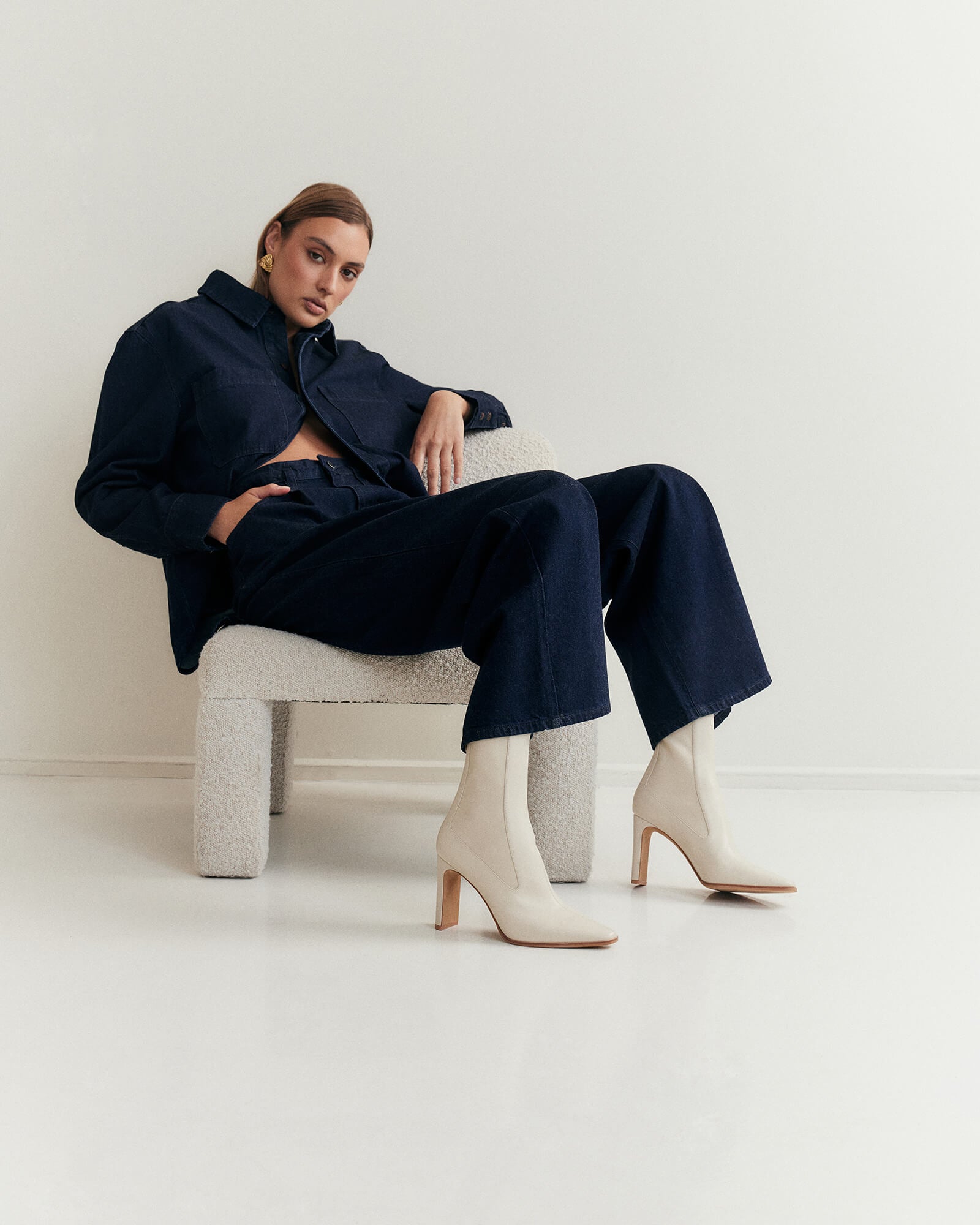 June High Ankle Boots - Off-White Genuine Leather Women's Shoes for Casual Wear & Fall Fashion