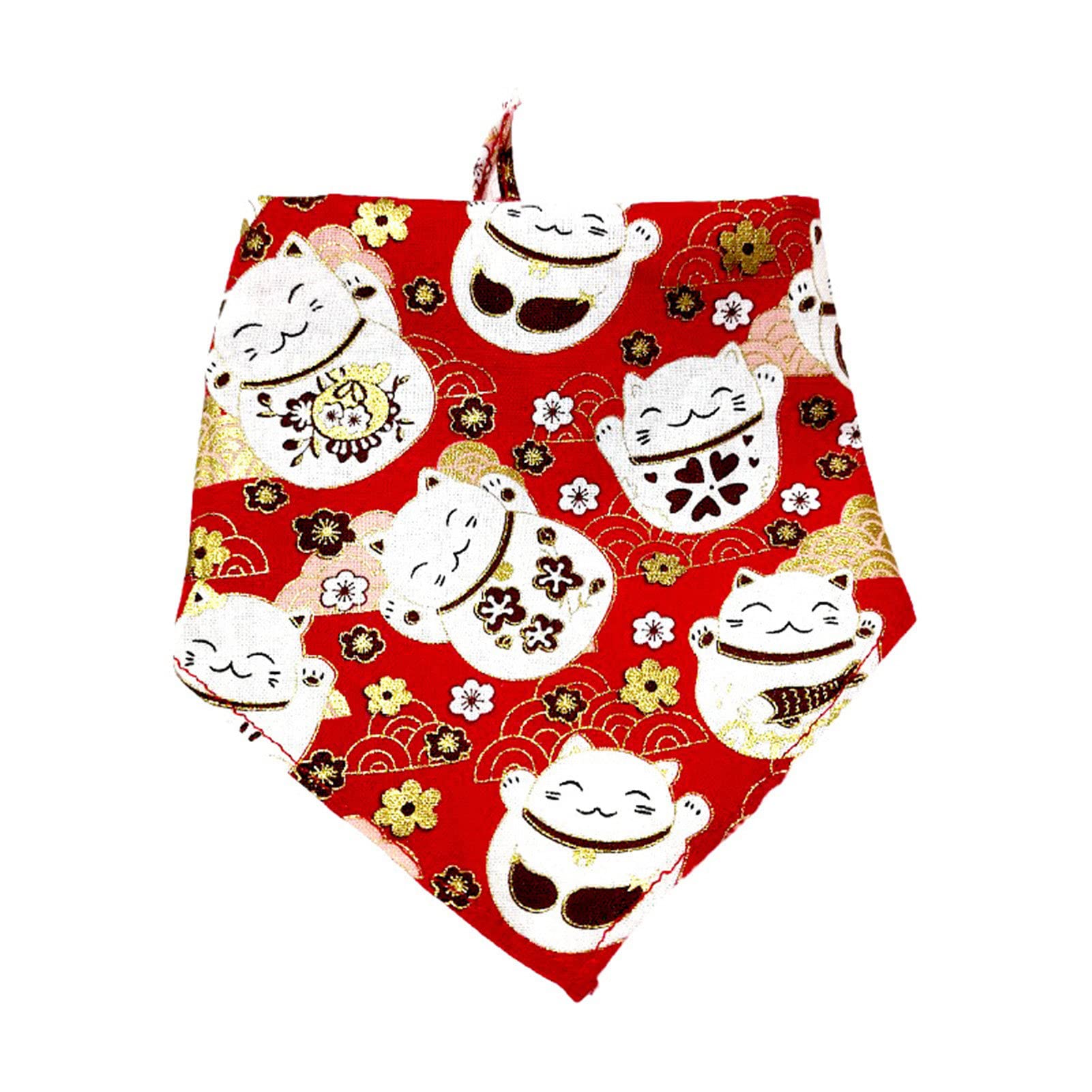 Adjustable Pet Triangle Bandanas - New Year Print Cat & Dog Neckerchiefs, Decorative Bib Collar for Small & Medium Pets - Perfect for Holidays, Parties & Daily Fashion Accessories