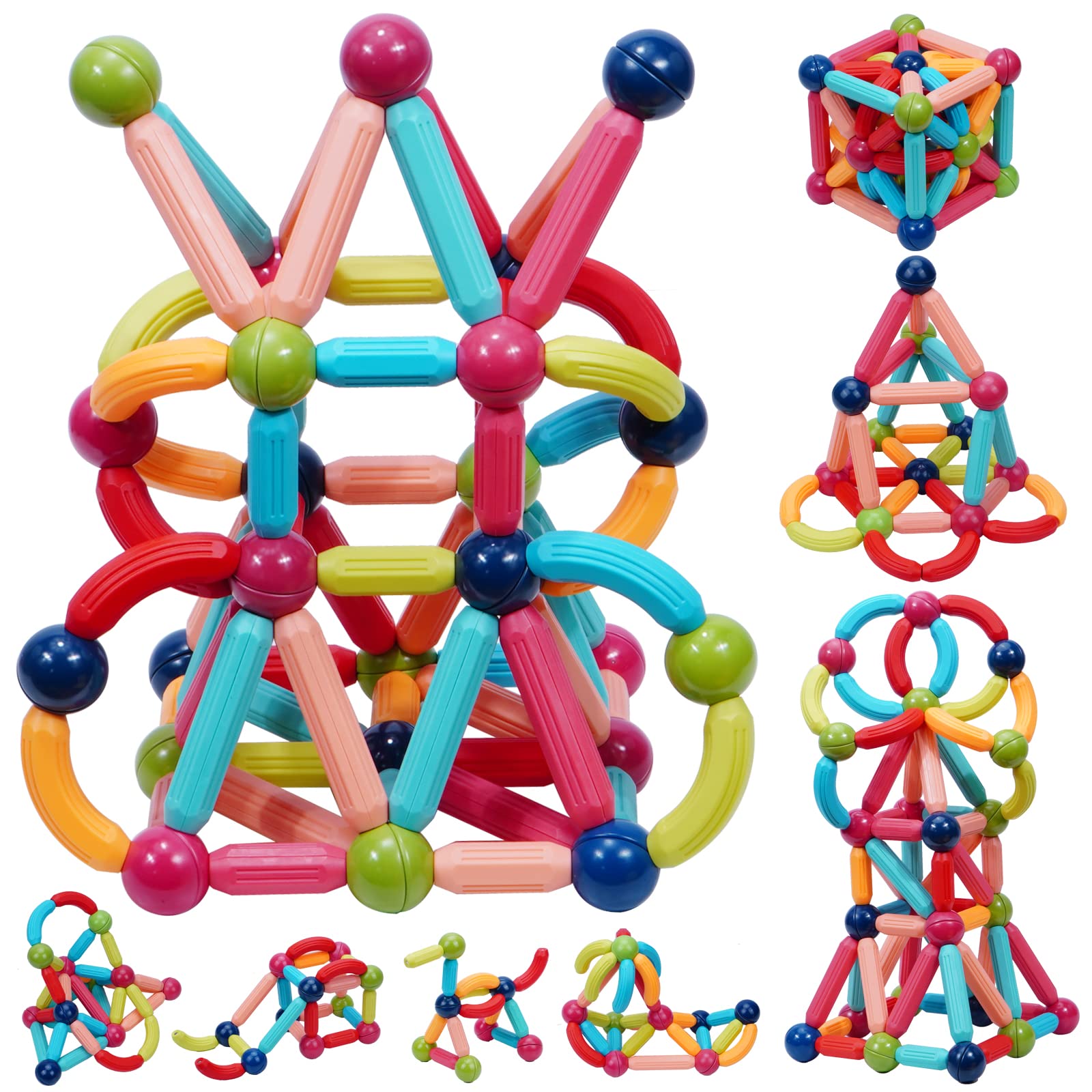 Couomoxa Magnetic Building Blocks - STEM Educational Construction Toy Set for Kids & Toddlers | 3D Magnet Puzzle Building Sticks for Creative Play & Learning | Perfect Gift for Birthday, Classroom & Homeschooling Activities