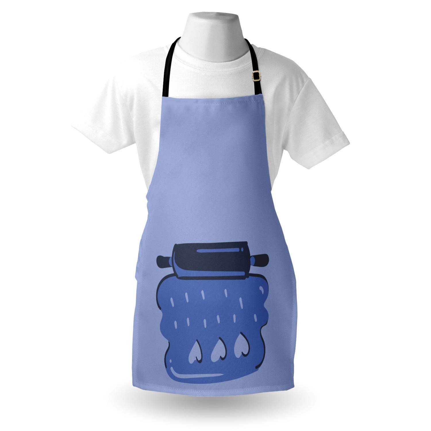 Ambesonne Personalized Chef Apron - Cartoon Baking & Cooking Design with Colorful Rolling Pin Dough Motif - Adjustable Neck Unisex Kitchen Bib for Adults - Perfect for Home Cooking, Baking Classes & BBQ Parties (Lavender Blue)