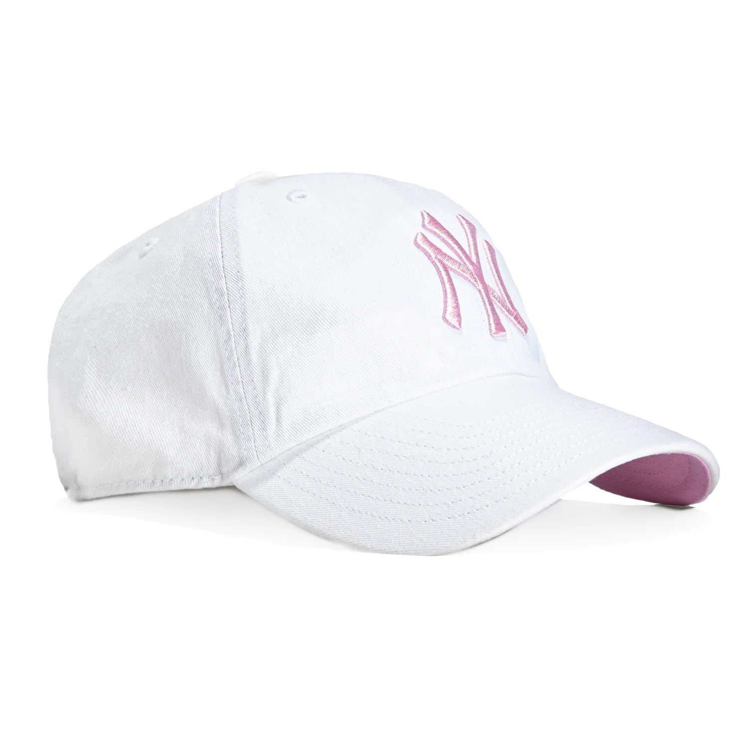 New York Yankees Adjustable Baseball Cap - 47 Brand Cleanup, White & Pink - Perfect for Games, Sports & Casual Wear