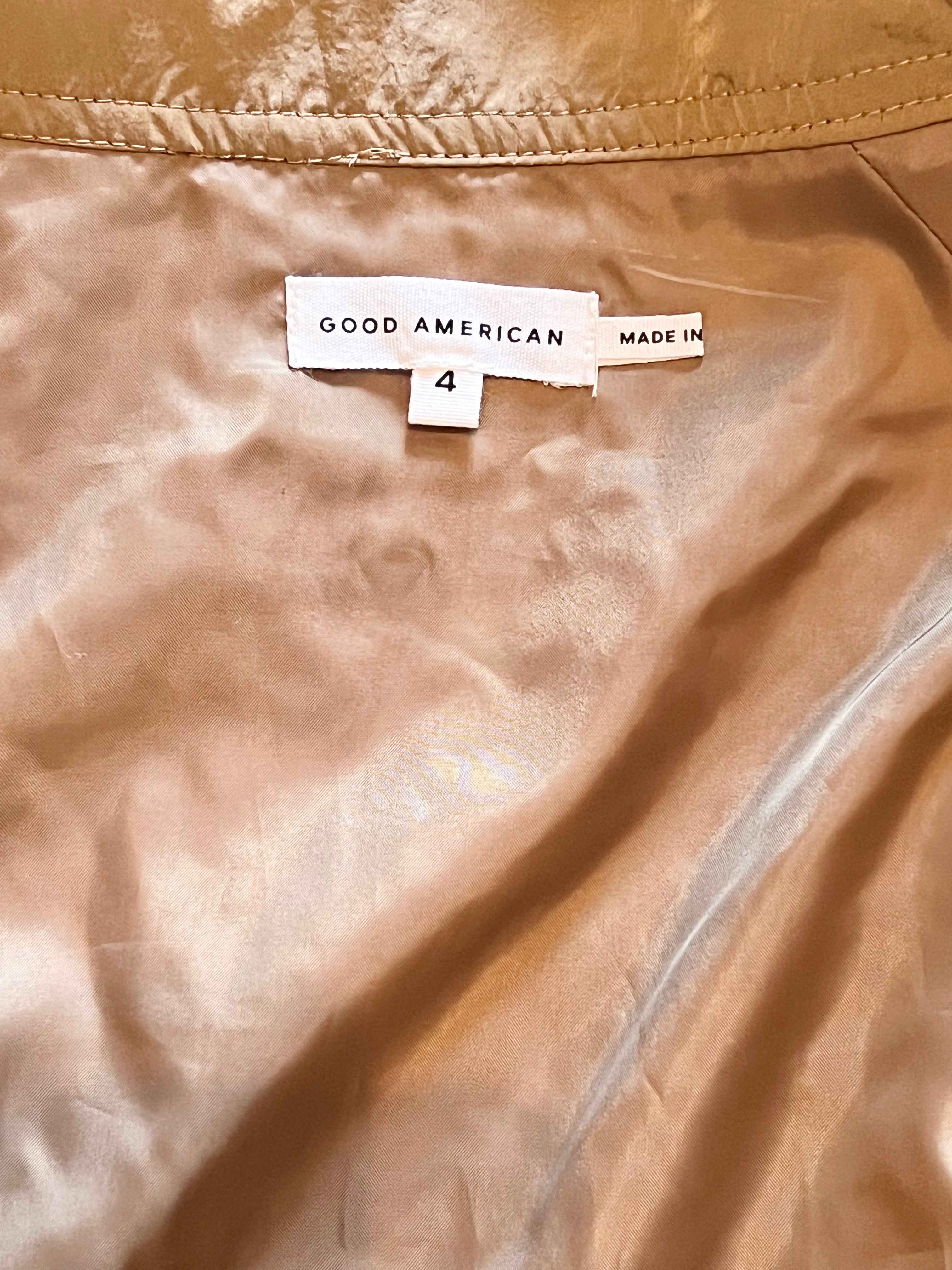 Good American Size 4 Essential Track Jacket - Women's Athletic Zip-Up Hoodie for Running & Gym | Casual Streetwear Outerwear