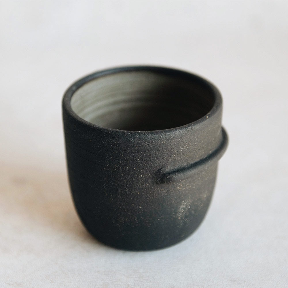 Small Ceramic Ledge Cup for Coffee & Tea | Compact Space-Saving Mug for Office Desk, Kitchen Counter, or Bookshelf Decor