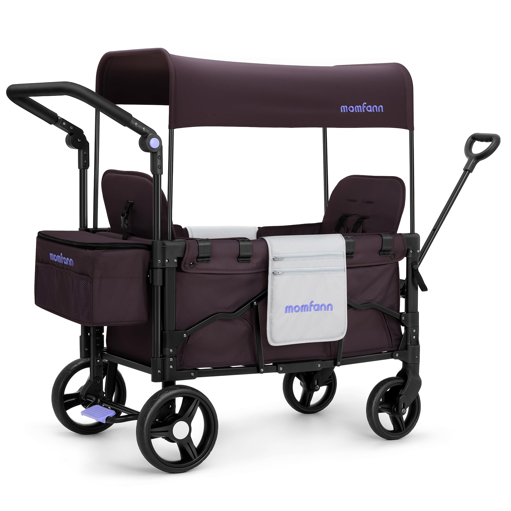**Best Double Stroller Wagon for 2 Kids - Adjustable Handle Baby Wagon with Canopy & Organizer - Foldable Lightweight Design for Easy Storage - Perfect for Outdoors, Beach, Park & Shopping (Purple)**