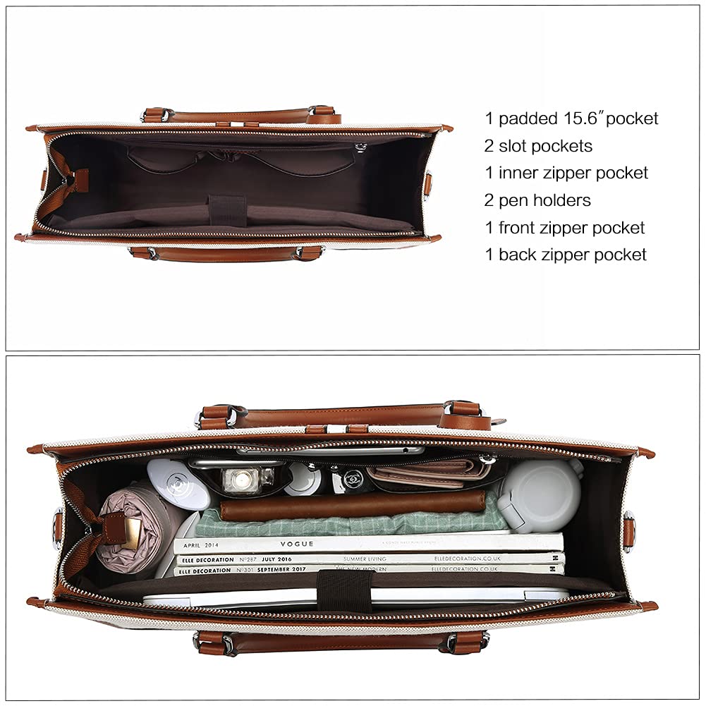 CLUCI Genuine Leather Briefcase for Women - 15.6 Inch Laptop Business Bag, Professional Work Tote Handbag for Office, Meetings & Business Travel