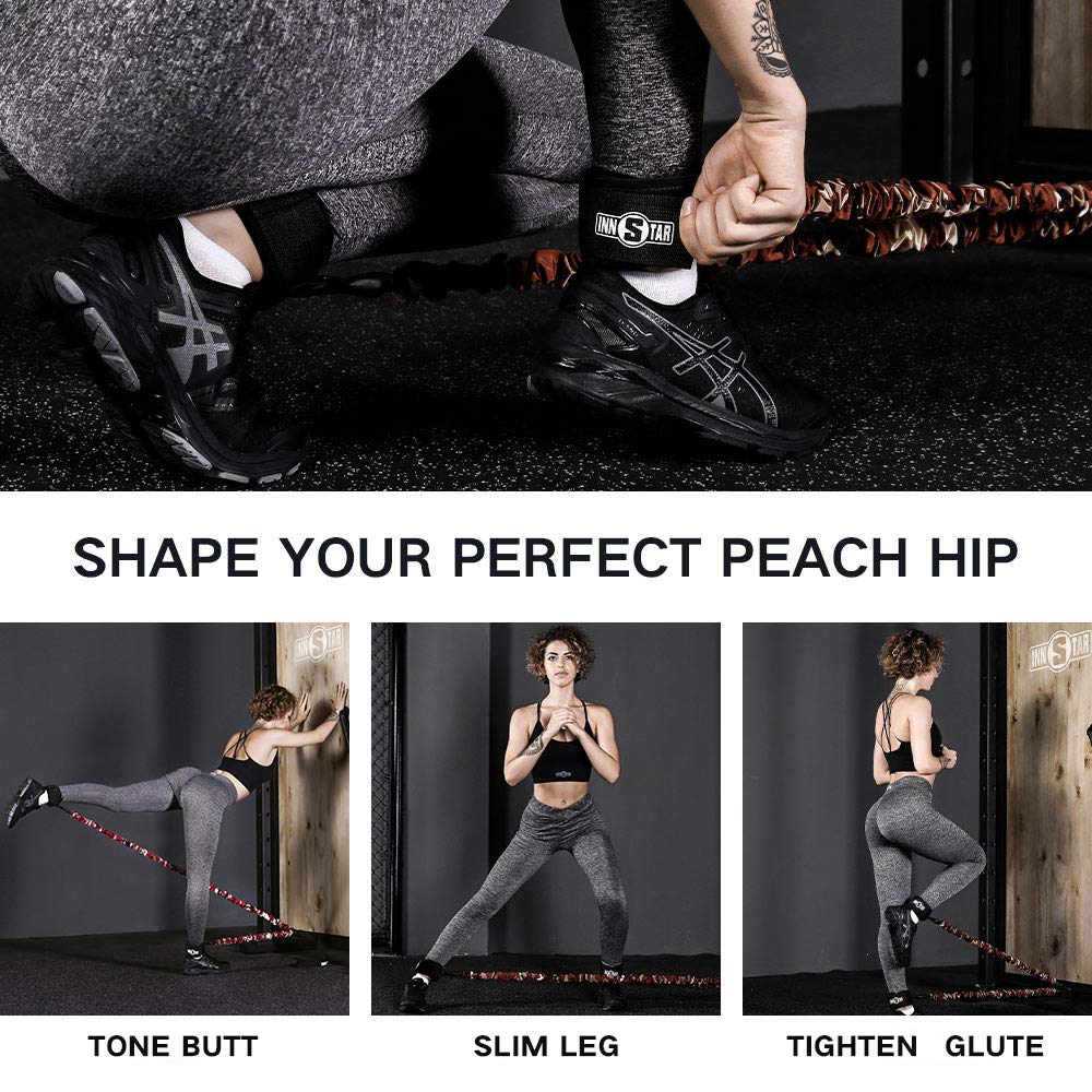 INNSTAR Adjustable Ankle Resistance Bands for Workout - Butt & Glutes Exercise Equipment for Women & Men - Leg Strength Training Bands for Home Gym, Physical Therapy & Fitness Training