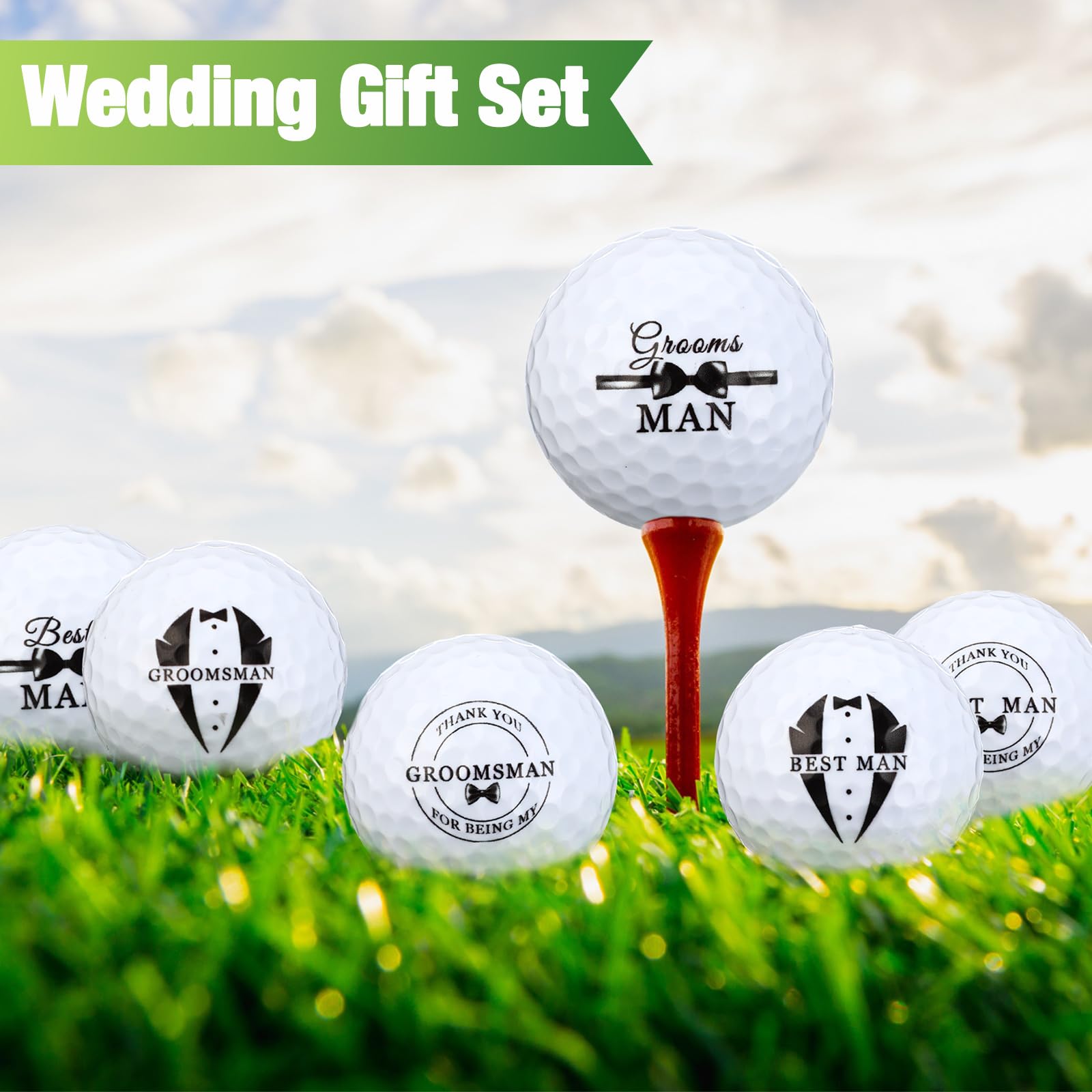 HyDren Personalized Groomsmen Proposal Gifts - Engraved Golf Balls with PVC Box & Rope - Best Man Wedding Favors for Golf Lovers - Perfect for Bachelor Parties, Bridal Showers & Golf Outings