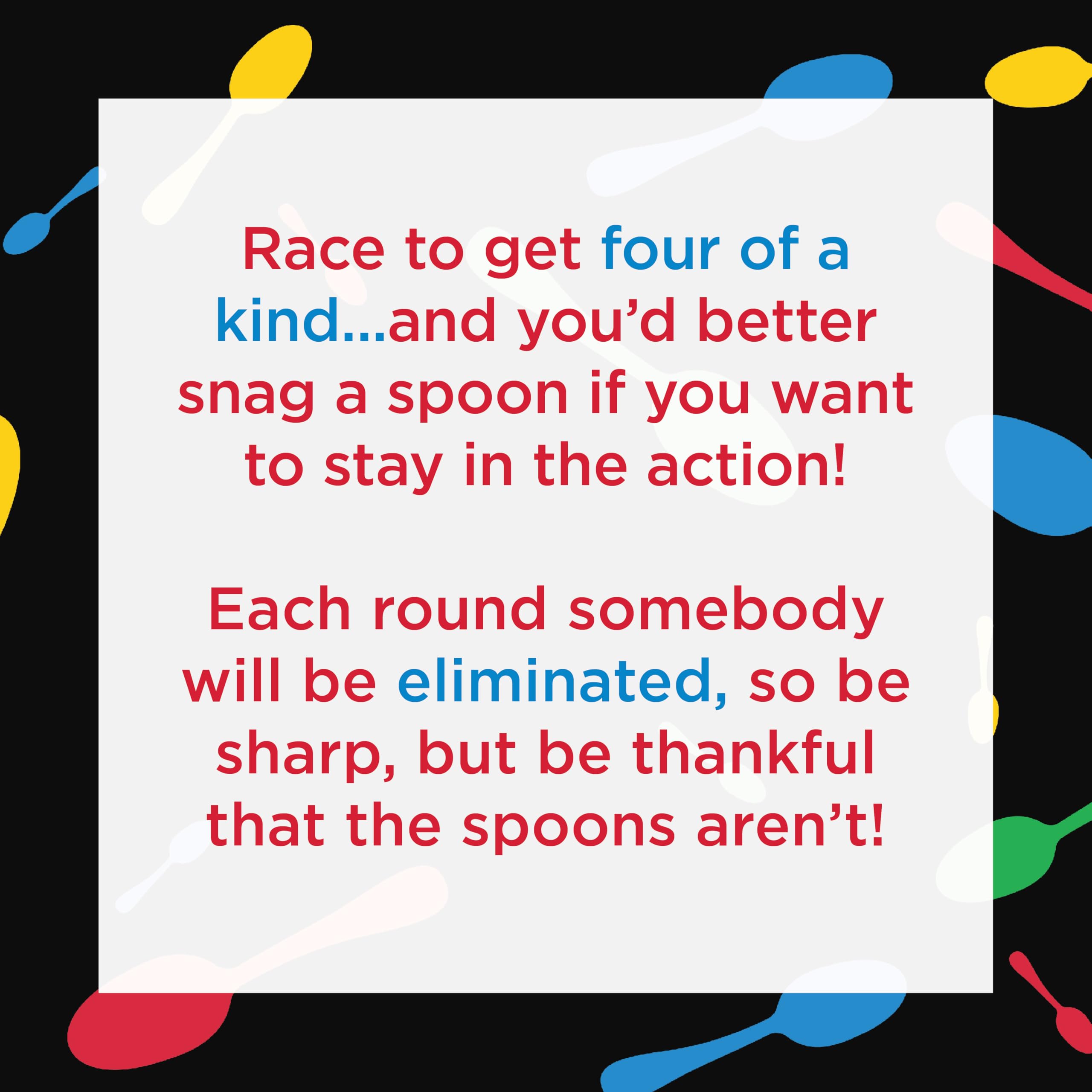 Giant Spoons Card Game - Fun Family Party Game for Kids & Adults (Ages 7+), Includes Deck of Cards for 3-6 Players - Perfect for Game Nights, Travel Entertainment, and Group Gatherings
