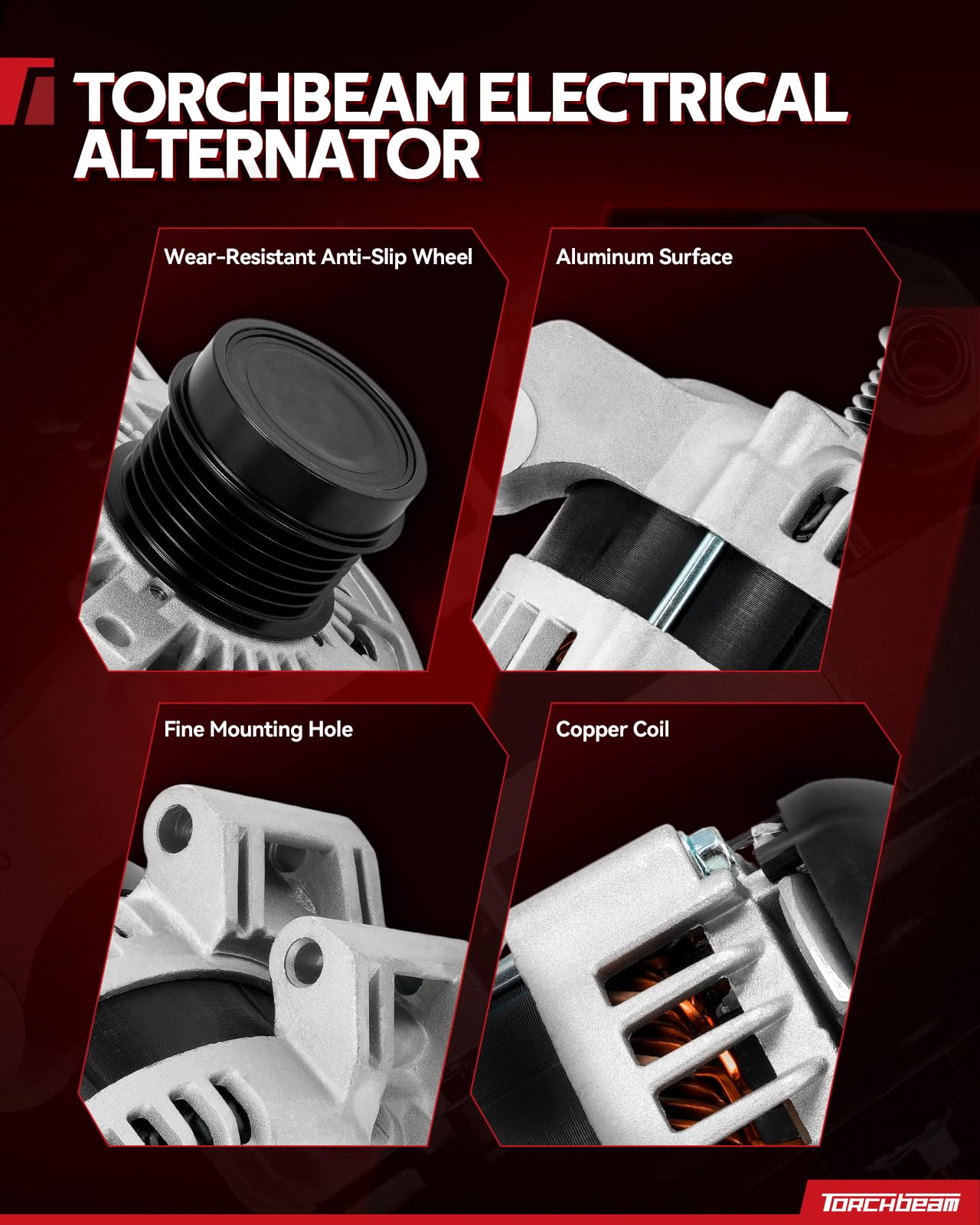 Torchbeam 150A High Amp Alternator Replacement for Dodge Journey 2009-2010 3.5L - Compatible with 11401N 12V CW S6 6-Groove Pulley - Perfect for Engine Performance Upgrades & Electrical System Repairs