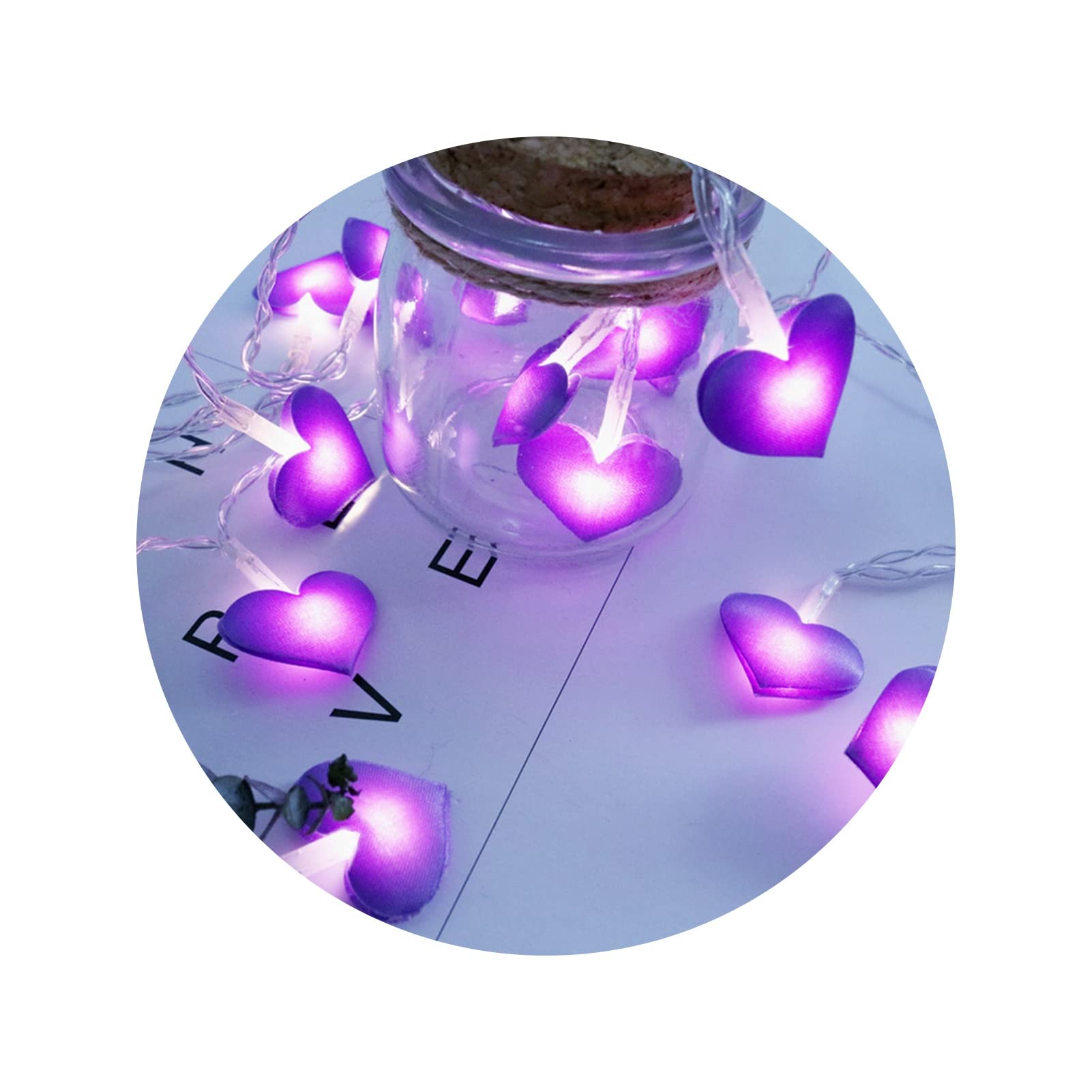 Battery Operated Fairy Lights for Bedroom - Heart LED String Lights with Warm White Twinkle, Romantic Hanging Curtain Lights for Christmas, Wedding, Party & Home Decoration (Purple, 3 Pack) - Perfect for Bedroom, Nursery, Dorm, Patio and Indoor/Outdoor Decor
