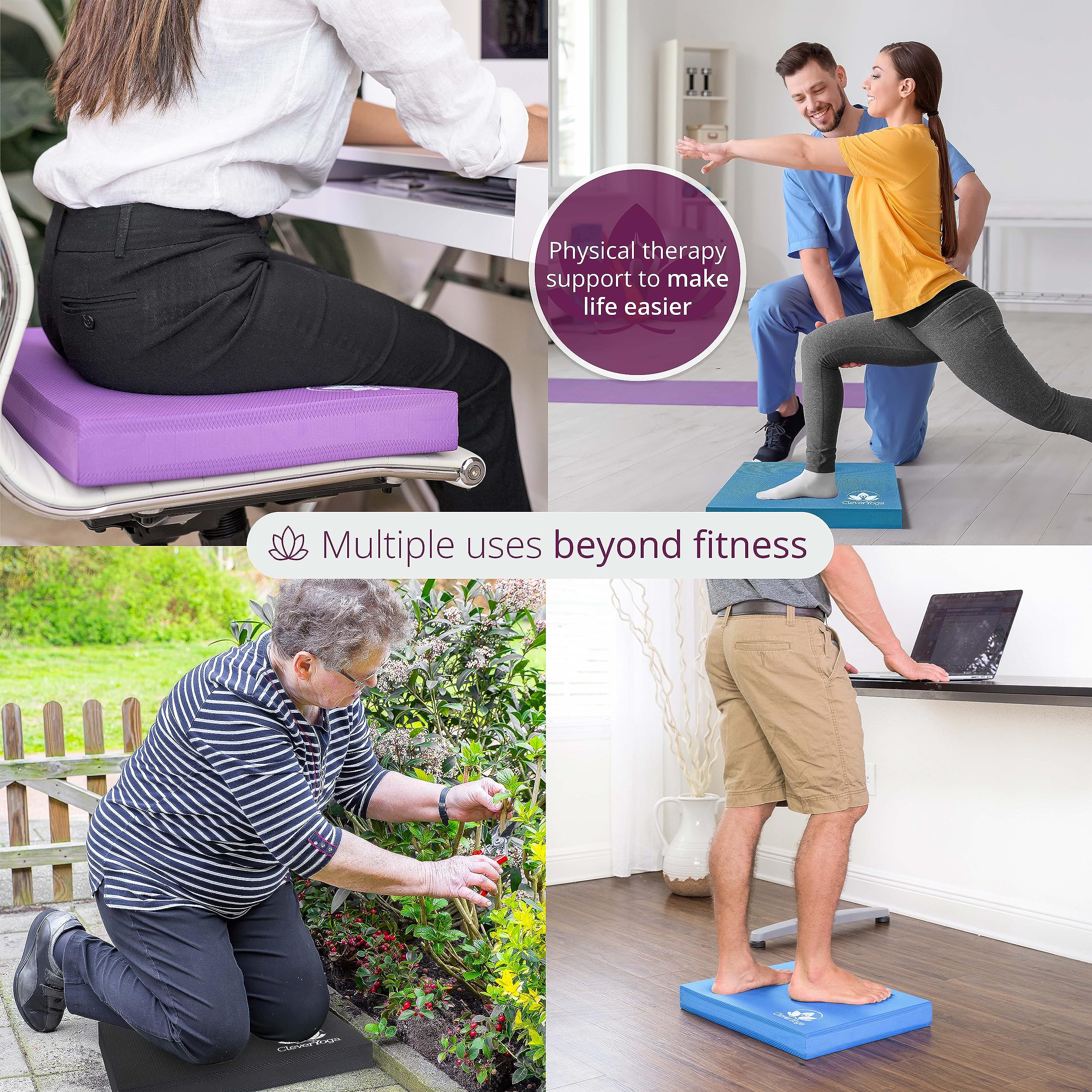 Clever Yoga Balance Pad - Non-Slip Thick Foam Exercise Mat for Pilates, Workout & Physical Therapy | Stability Training Equipment for Strength & Balance | Perfect for Home Gym, Yoga Studio & Rehabilitation