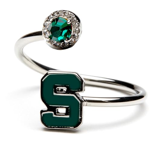 B - Michigan State Ring Block S with Crystal