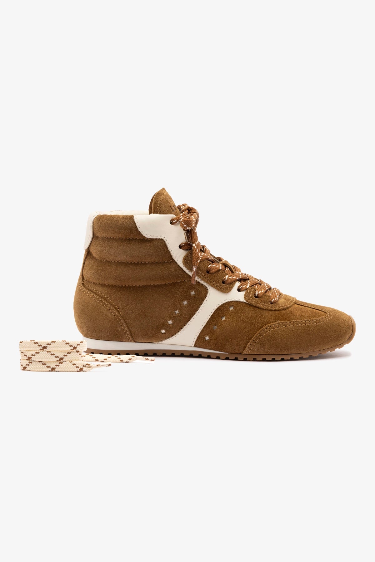 Stella Mid Top Sneakers for Women - Russet Suede & Ivory Leather Casual Shoes | Comfortable Walking, Street Style Fashion, Everyday Wear