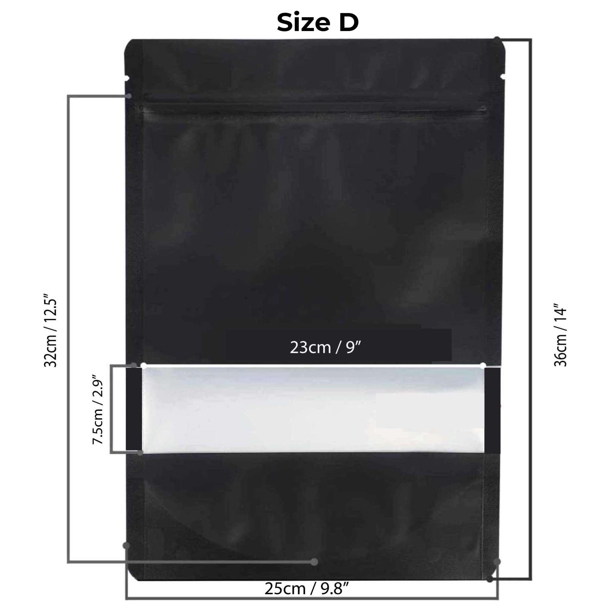 100 Resealable Mylar Stand Up Bags 36x25cm (14x10 Inches) - Black Food Storage Zip Pouch for Coffee, Tea, Snacks & Dry Goods | Airtight, Durable & Reusable Packaging Solution for Home & Commercial Use