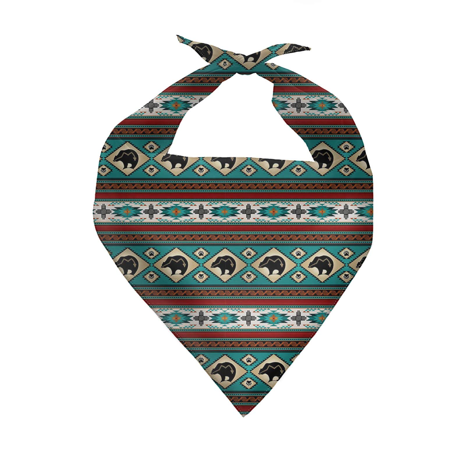 Valentine's Day Aztec Bear Print Dog Bandanas - Adjustable Washable Pet Scarves for Small Medium & Large Dogs - Puppy Bibs, Triangle Kerchief for Daily Use, Gifts & Outdoor Adventures