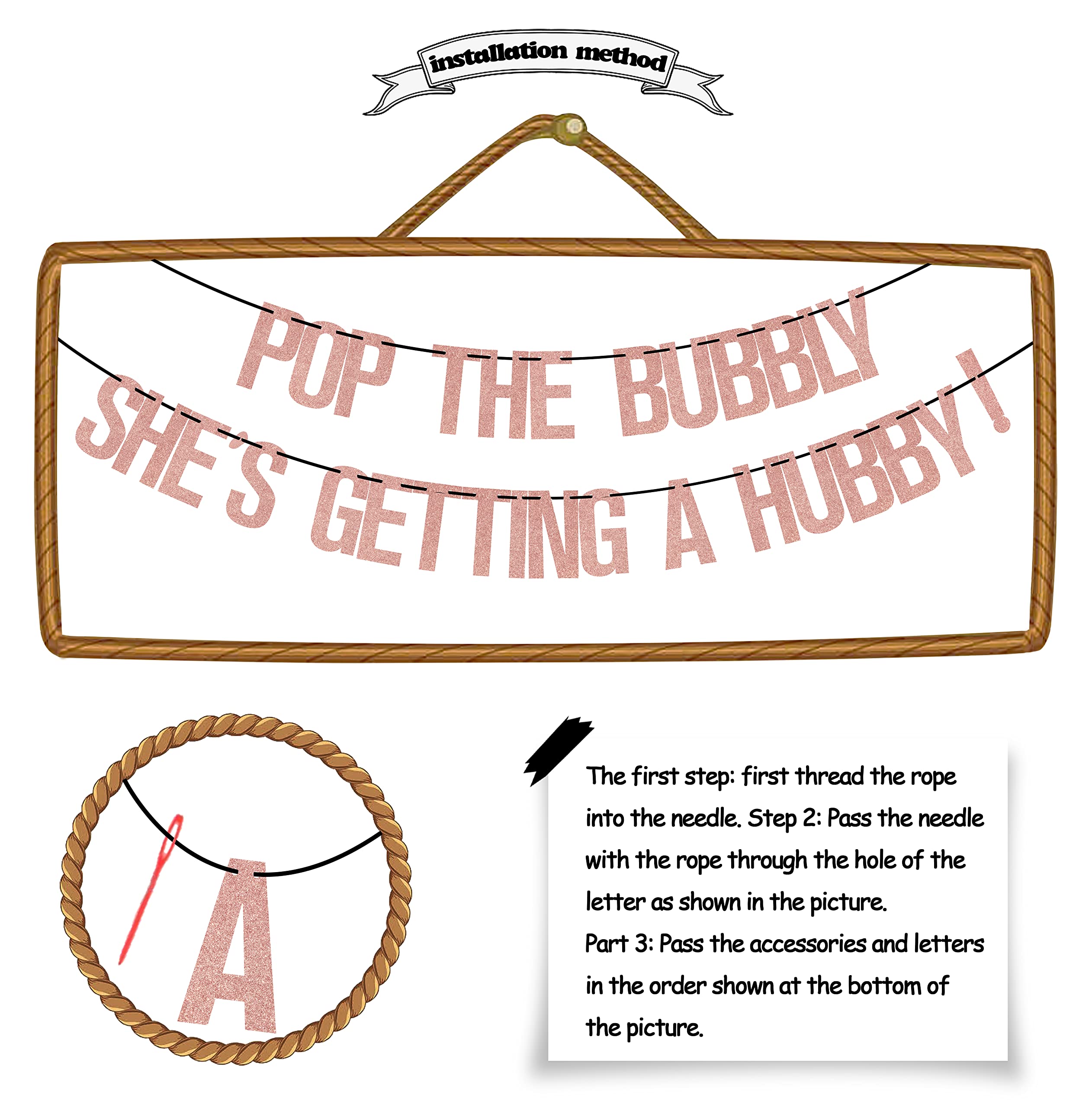Pop the Bubbly She's Getting a Hubby! Rose Gold Glitter Bachelorette Party Banner - Perfect for Bridal Showers, Engagement Parties & Bride-to-Be Decorations - Ideal for Wedding Celebrations & Girls' Night Decor