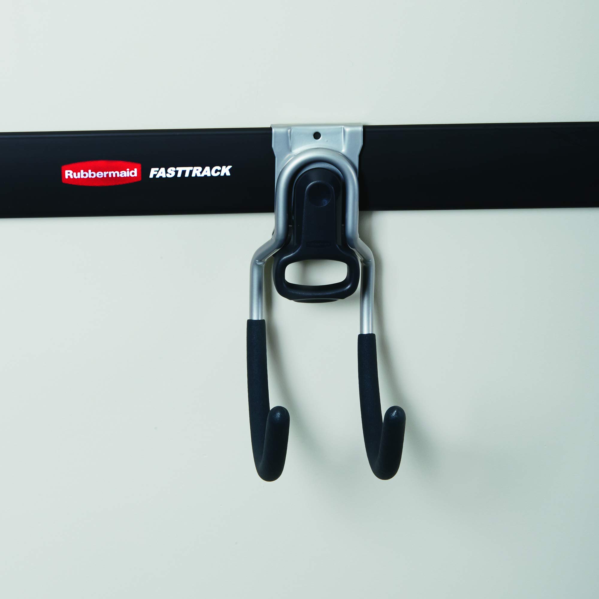 Rubbermaid FastTrack Wall Mounted Garage Hooks - Heavy Duty Utility Hooks for Organizing Tools, Sports Gear & Garden Supplies (6 Pack, Satin Nickel) - Perfect for Garage, Shed & Workshop Storage Solutions