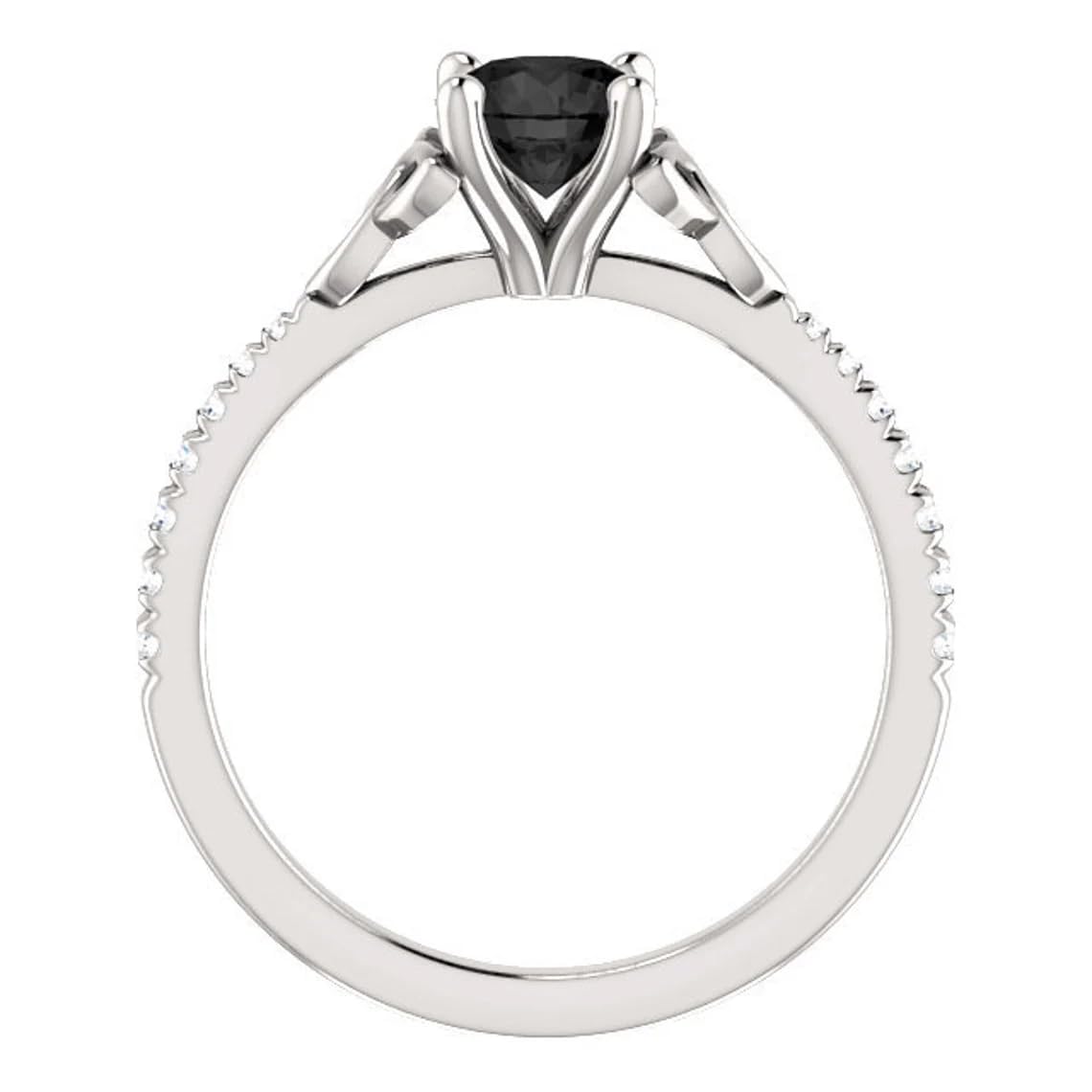 1 CT Round Cut Celtic Knot Black Diamond Engagement Ring - 10K Yellow Gold Irish Black Onyx Trinity Pave Ring - Size 7.5 - Perfect for Weddings, Anniversaries & Celtic-Themed Occasions