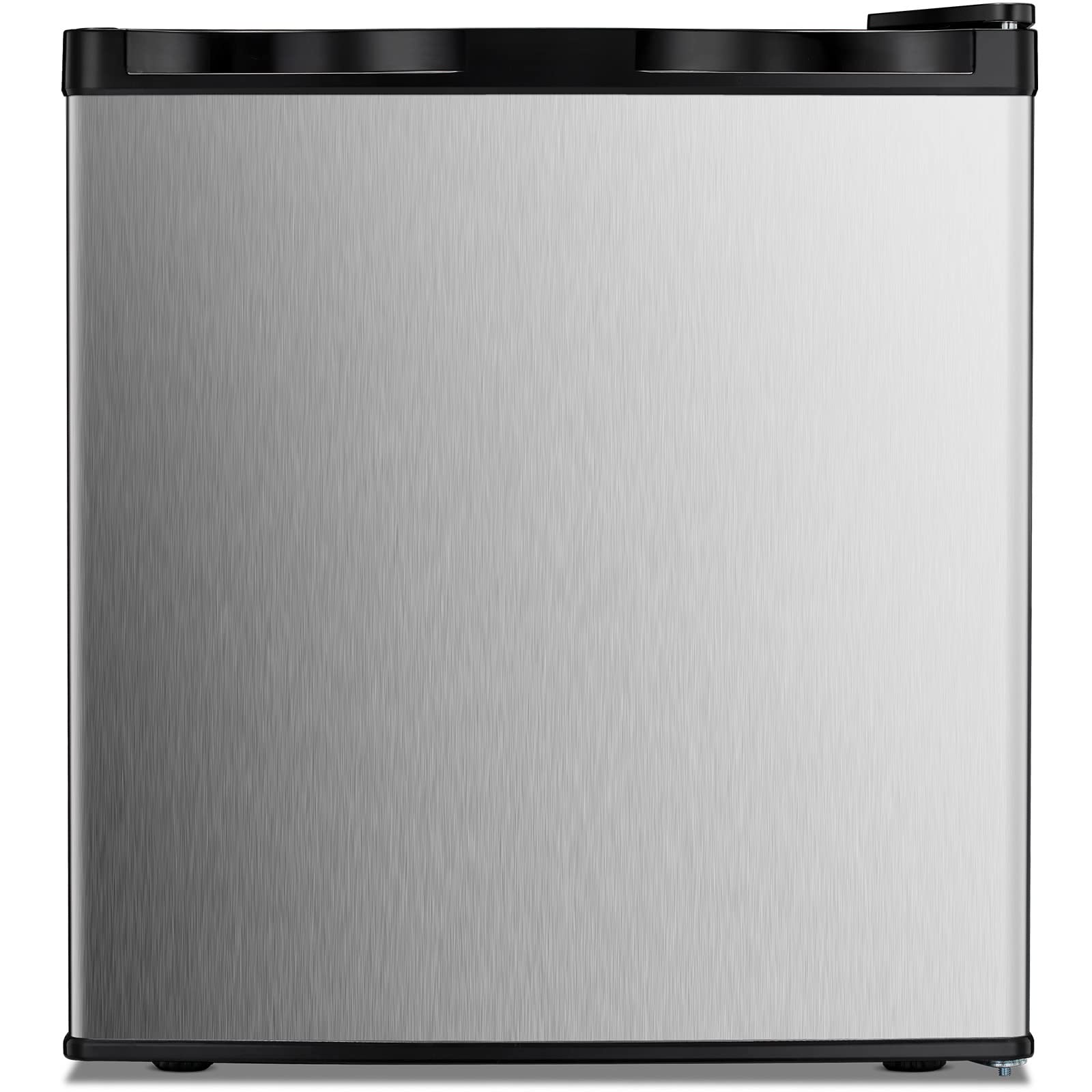 Kismile 1.1 Cu.ft Mini Upright Freezer with Reversible Door, Adjustable Thermostat & Removable Shelves - Compact Deep Freezer for Home, Kitchen, Office, Dorm, RV - Stainless Steel Small Freezer for Food Storage & Beverage Cooling