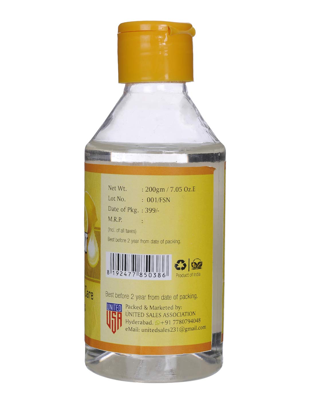 Unitedlys® Pure Lemon Glycerin Liquid for Skin Care - 200gm | 100% Natural Face, Hair & Body Moisturizer | Anti-Aging, Wrinkle Prevention | Acne & Dandruff Treatment | For Daily Beauty Routine, Spa & Home Skincare