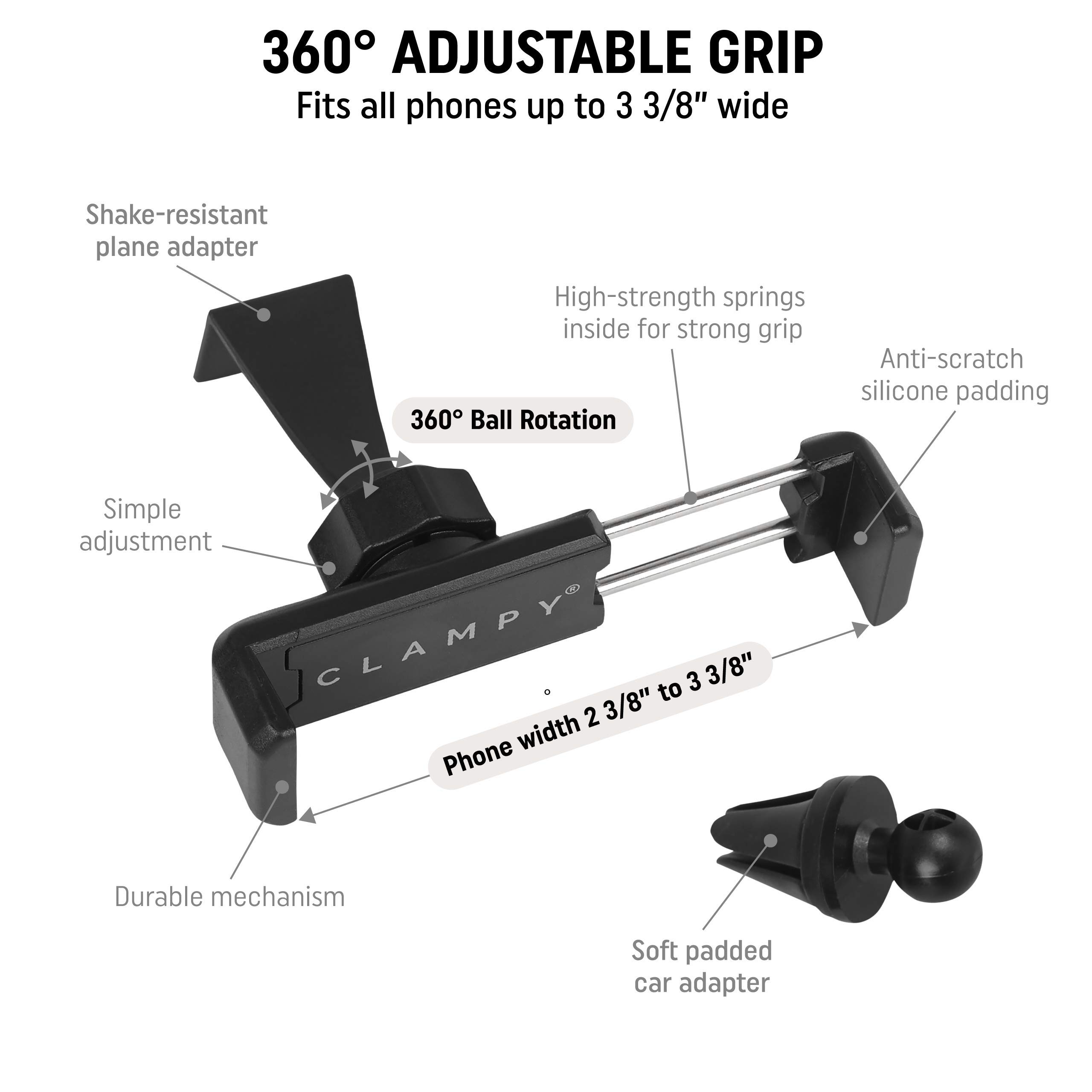 Adjustable Universal Phone Holder for Airplane Travel - Black | Car, Office, Home & Plane Use
