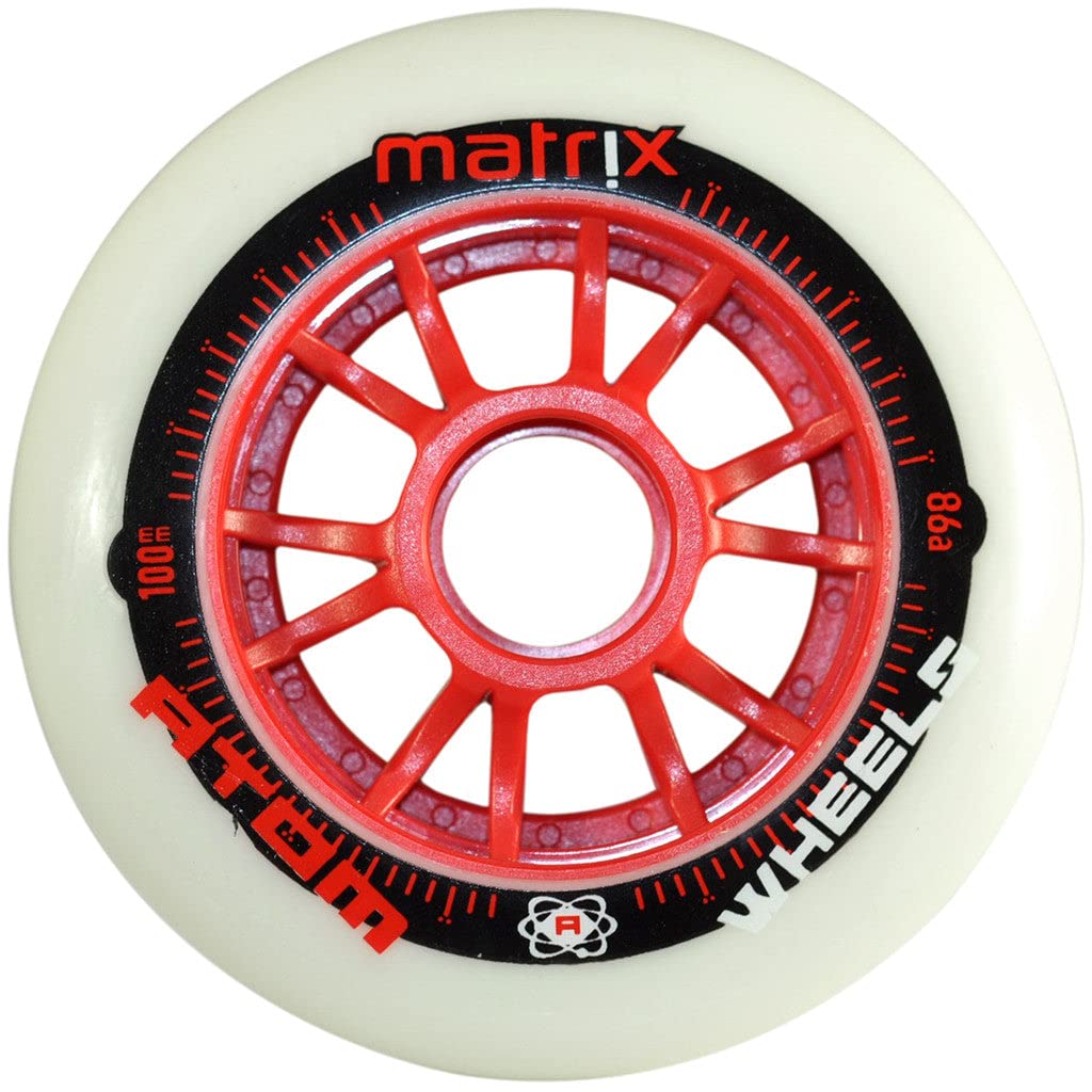 Atom Matrix Outdoor Inline Wheels - High Performance 80mm 85A Skate Wheels for Aggressive Inline Skating, Rollerblading & Urban Skating - Perfect for Park, Street & Trail Riding