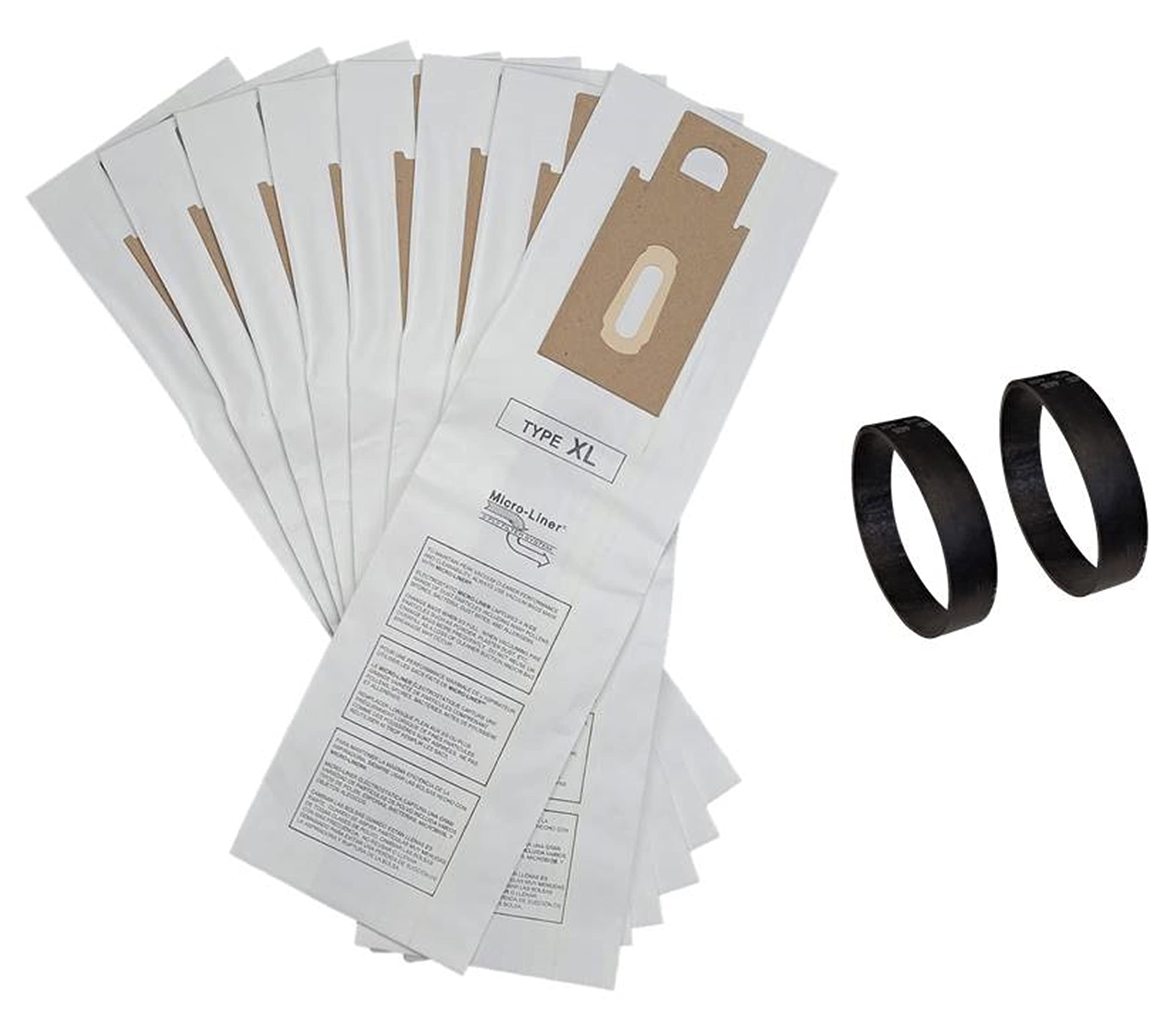 8-Pack USA Made Replacement Vacuum Bags + 2 Belts for Oreck XL & CC Upright Vacuums - Compatible with CCPK80H, CCPK80F, CCPK8DW, PK80009, PK80009DW, 0300604, CCPK8 (Works with/without Bag Dock) - Perfect for Home Cleaning & Maintenance