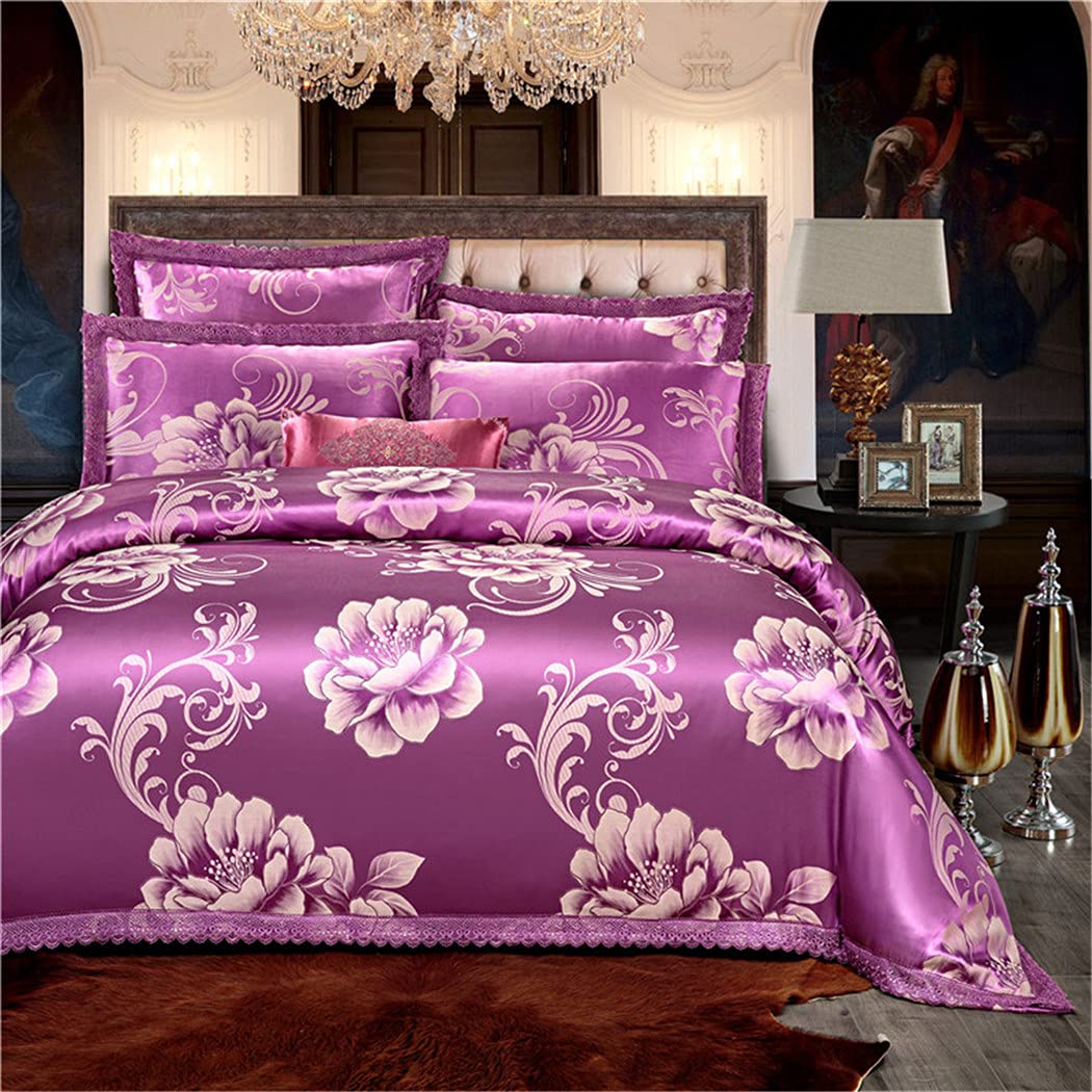 Luxury Jacquard Cotton King Queen Size Duvet Cover Set - White & Red Wedding Bedding Collection | Perfect for Master Bedroom, Bridal Suite, and Anniversary Gifts